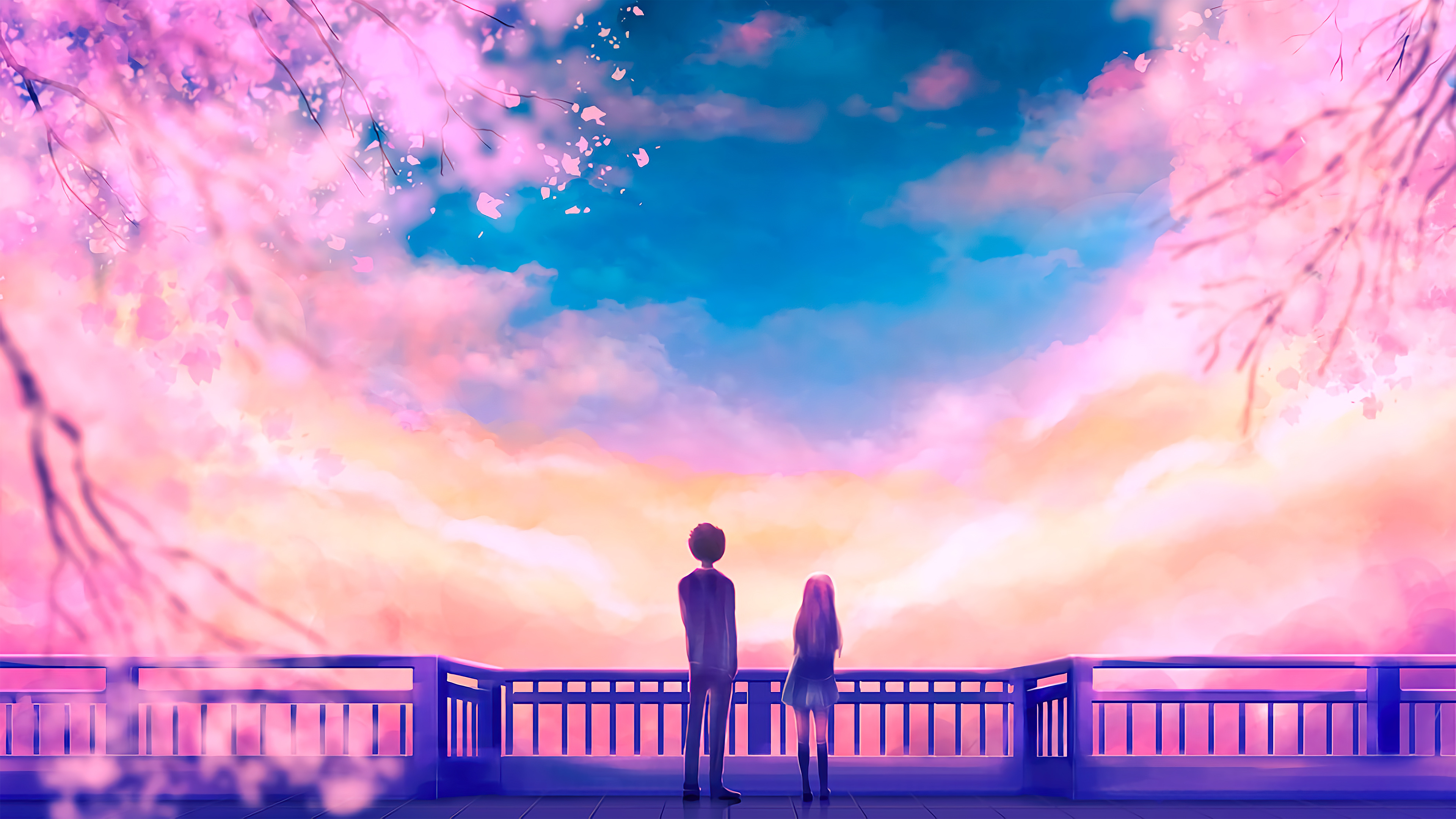 A Silent Voice, Cherry blossom, iPad Air, 4K wallpapers, 3840x2160 4K Desktop