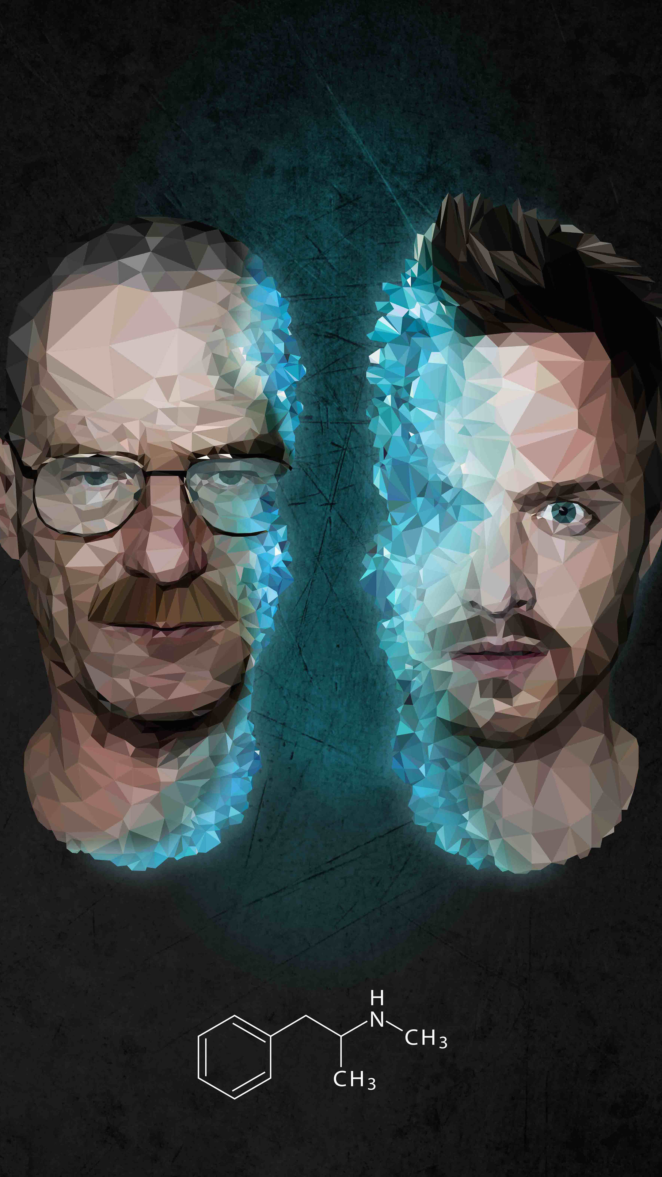 Walter White, Jesse Pinkman, Breaking Bad, Low Poly, 2160x3840 4K Phone