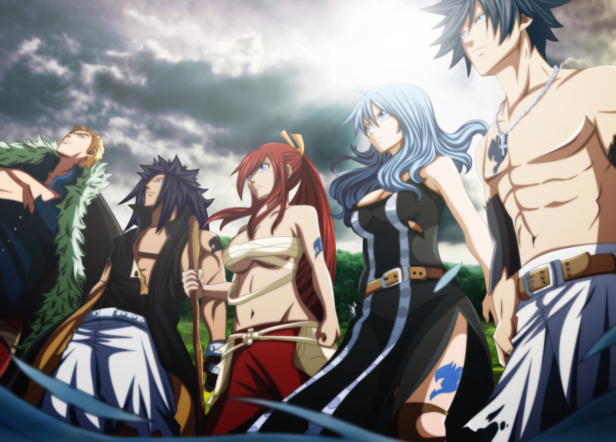 Juvia Lockser, Laxus Dreyar, Gajeel Redfox, Erza Scarlet, 2420x1740 HD Desktop