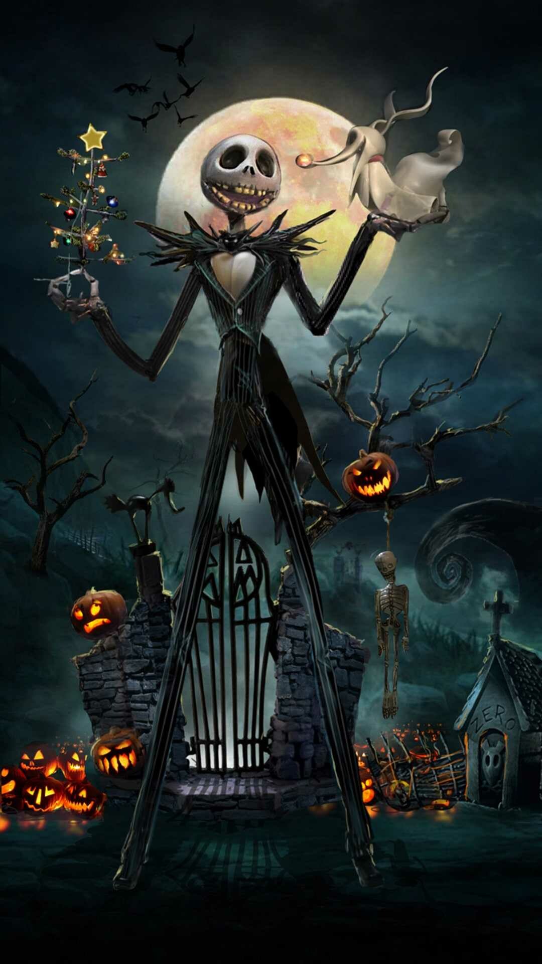 Nightmare Before Christmas wallpaper, Hauntingly beautiful, Dream-like imagery, Holiday magic, 1080x1920 Full HD Phone