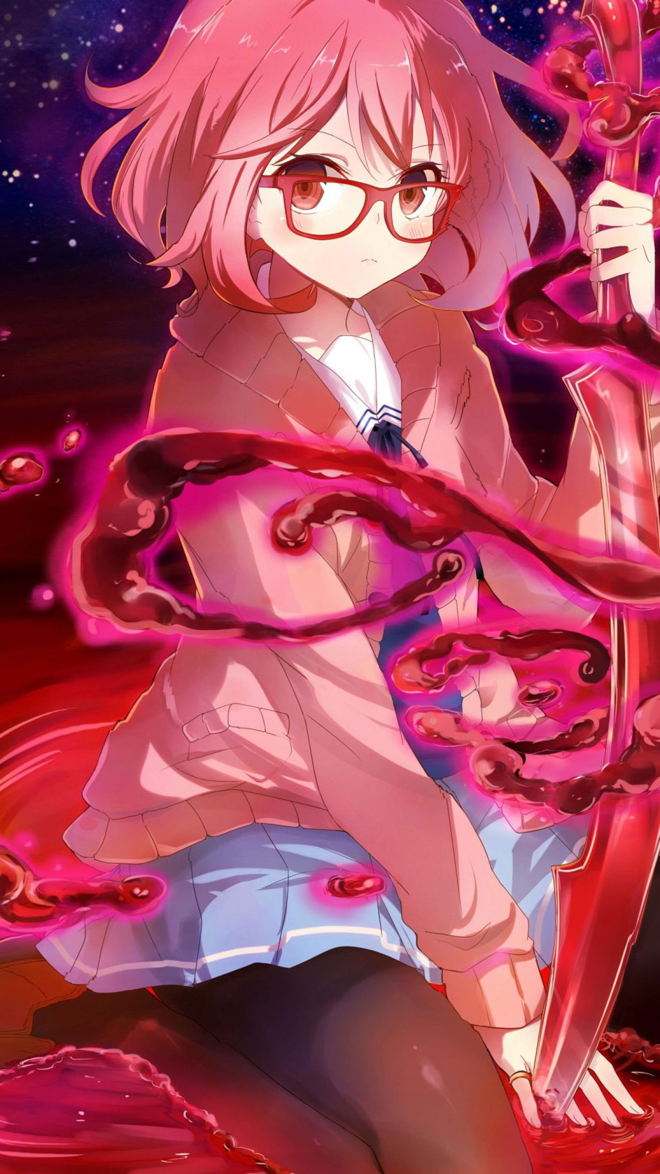 Beyond the Boundary Anime, Anime wallpaper, Mirai Kuriyama, Artistic design, 1350x2400 HD Phone