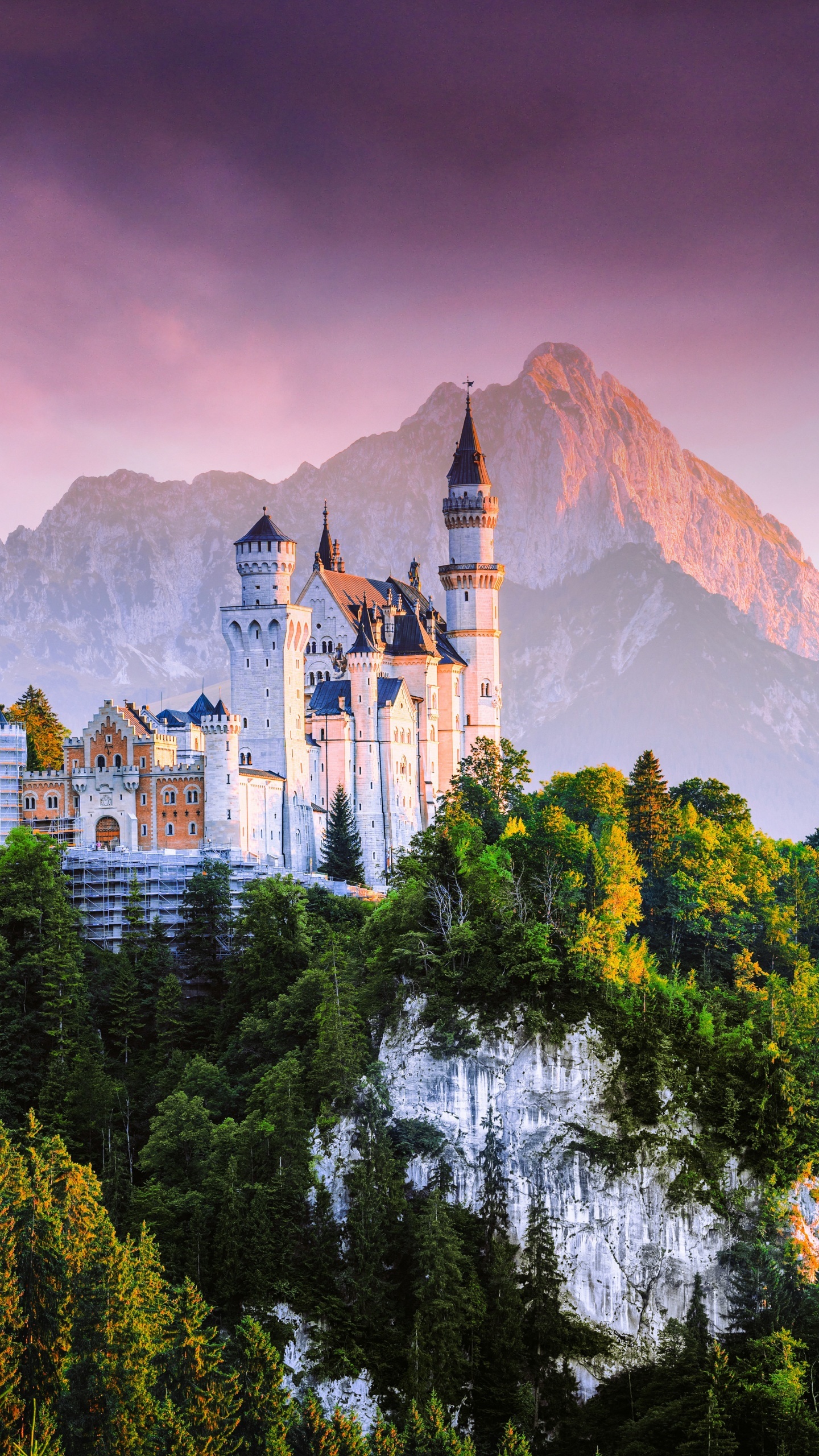 Neuschwanstein castle, German fairy tales, Ancient architectural marvels, Nature's beauty, 1440x2560 HD Phone