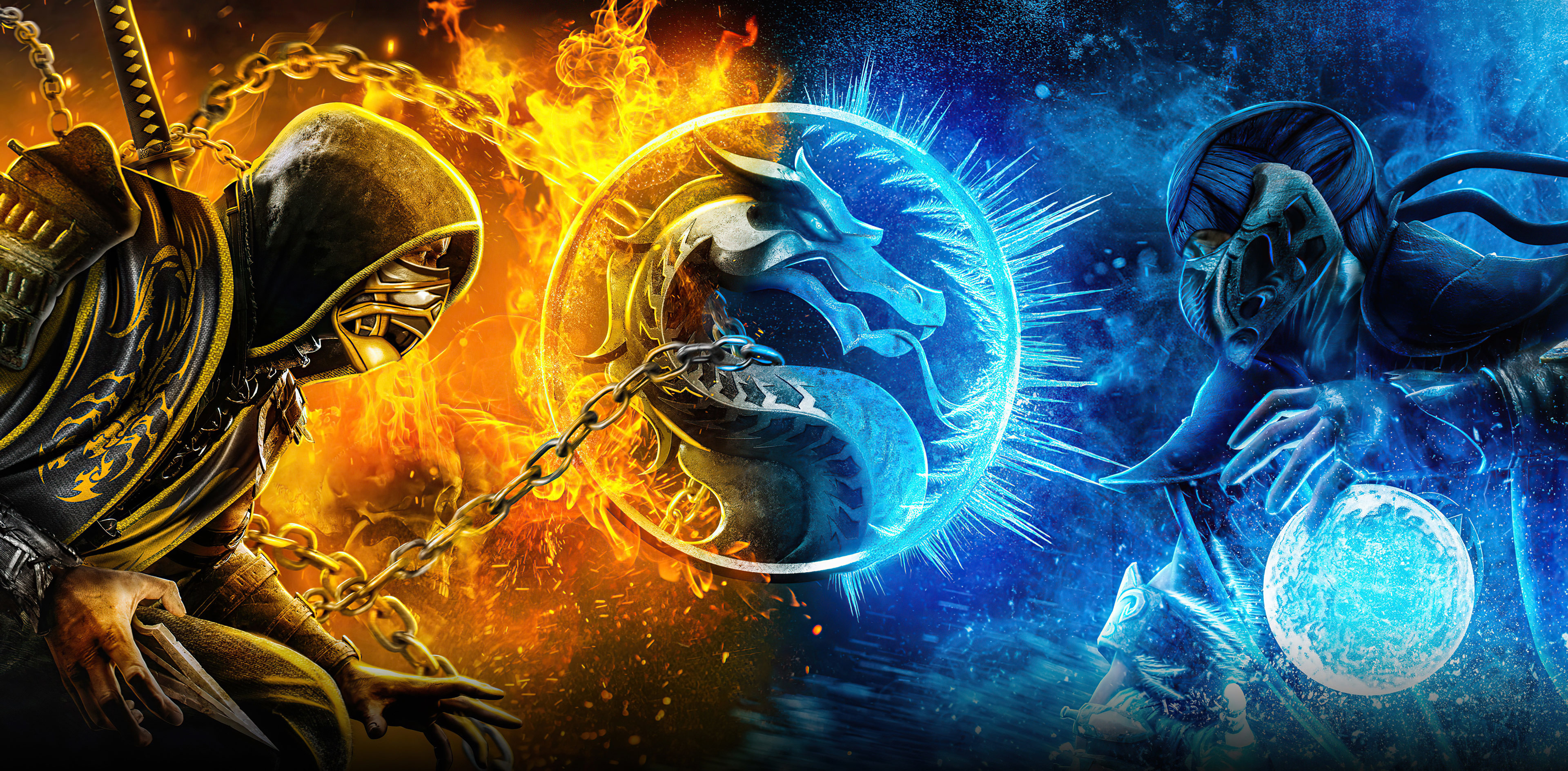 Scorpion (Mortal Kombat), Mortal Kombat 2021, Sub Zero, Movies, 3840x1890 Dual Screen Desktop