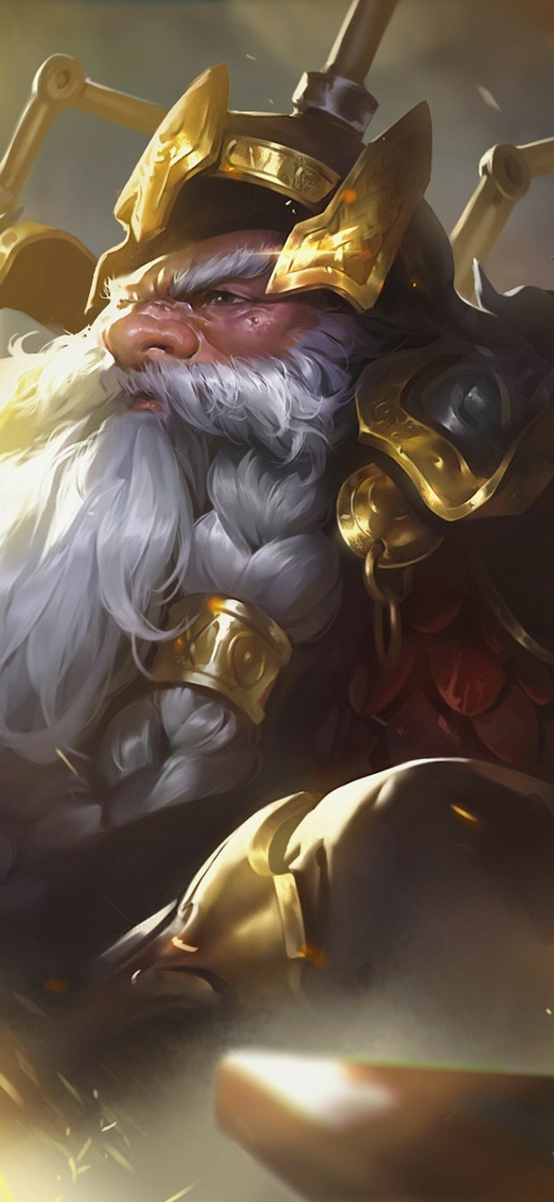 Dwarf hero, Mighty hammer, Bearded warrior, Powerful strength, 1080x2340 HD Phone