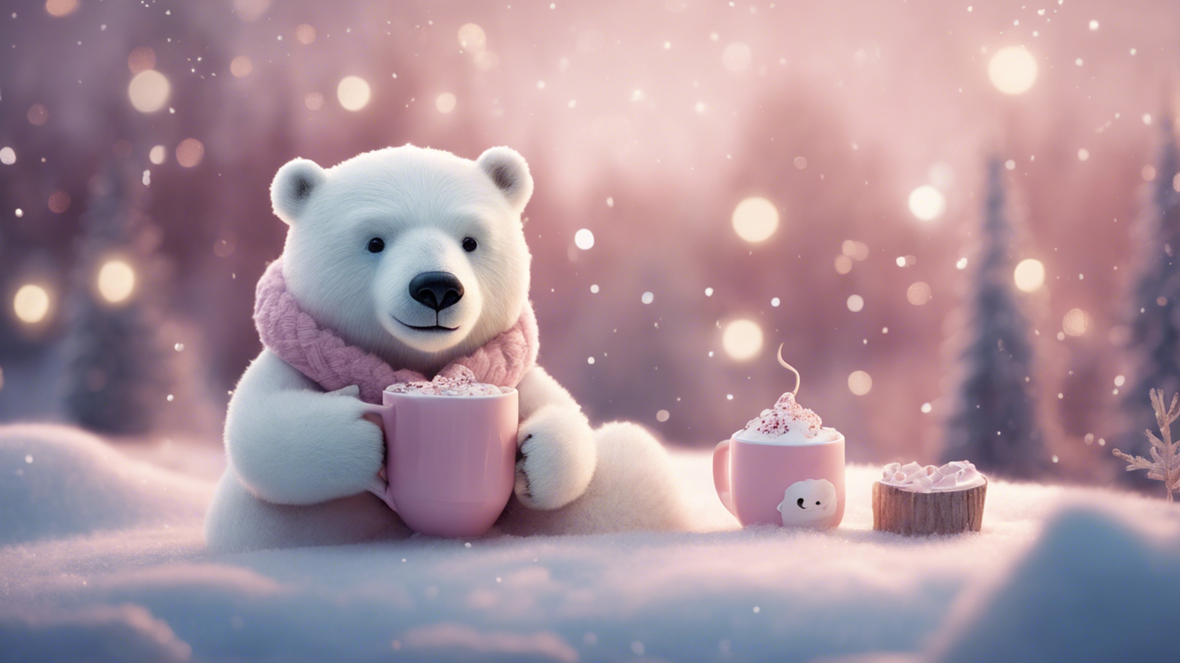 Polar bear, Cute Pink Wallpaper, 3840x2160 4K Desktop