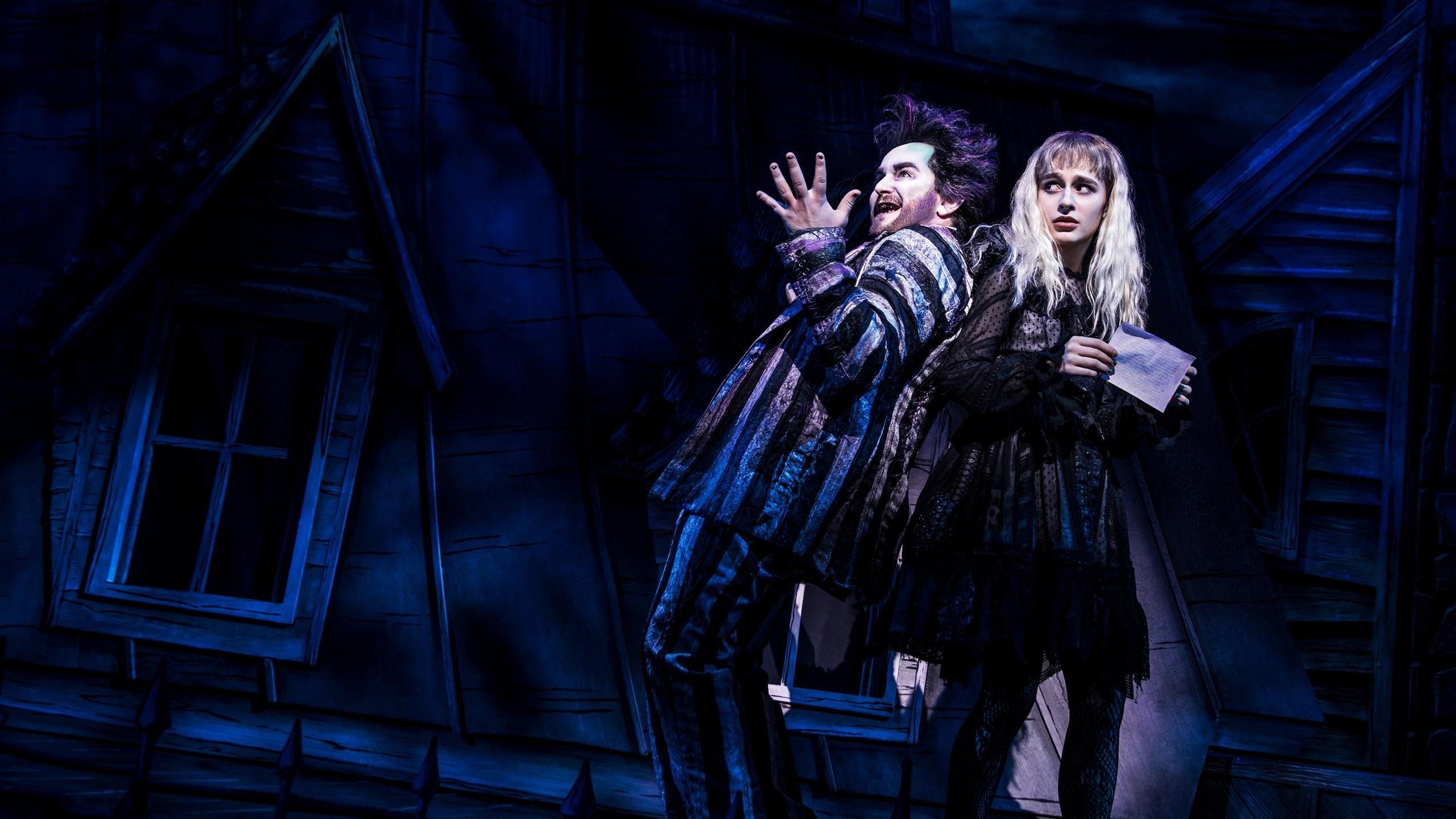 Beetlejuice: The Musical, Vibrant wallpapers, Theatrical performance, Ghostly comedy, 2560x1440 HD Desktop