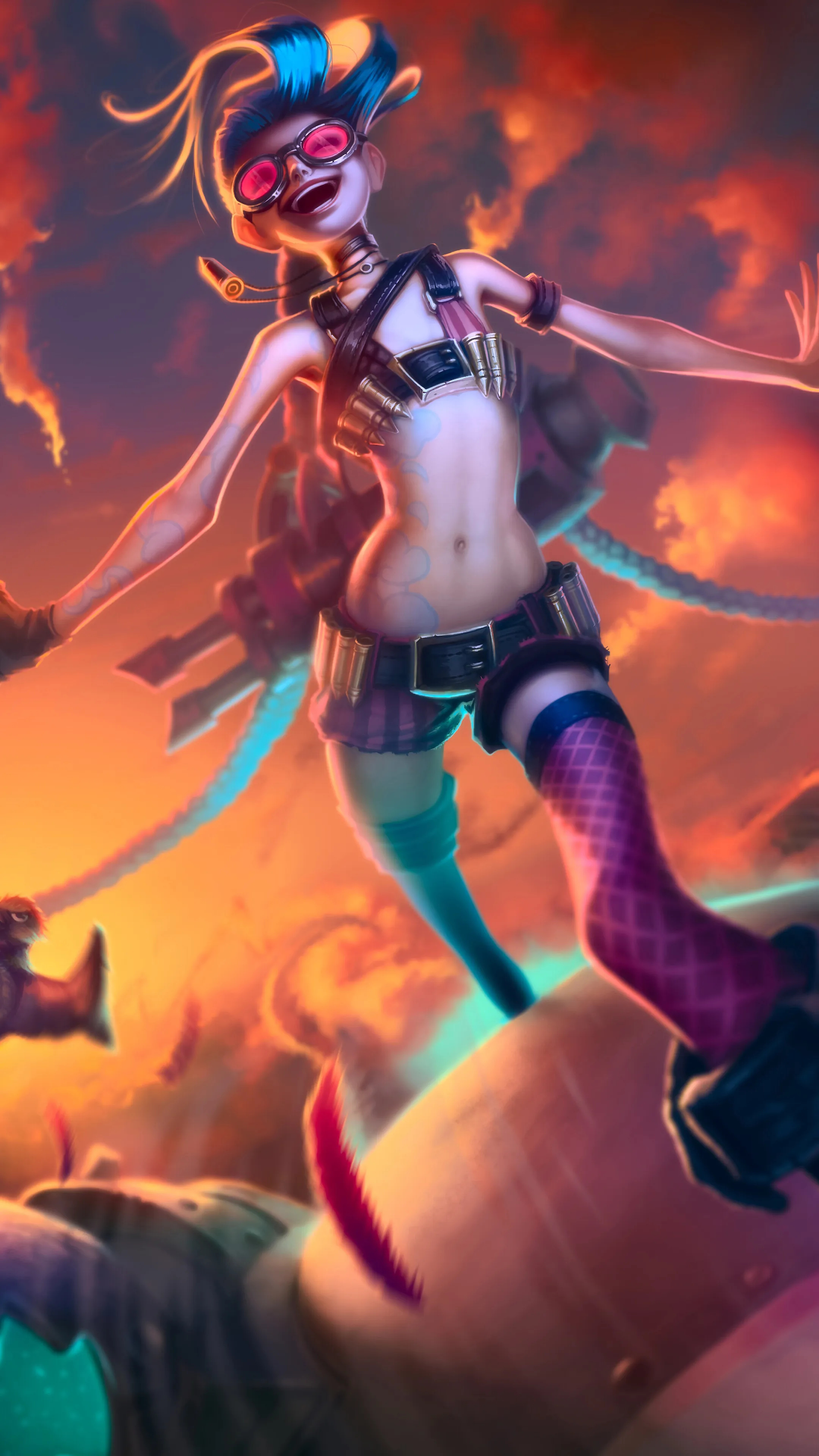 Jinx, League of Legends, Artistic wallpaper, Explosive character, 2160x3840 4K Phone