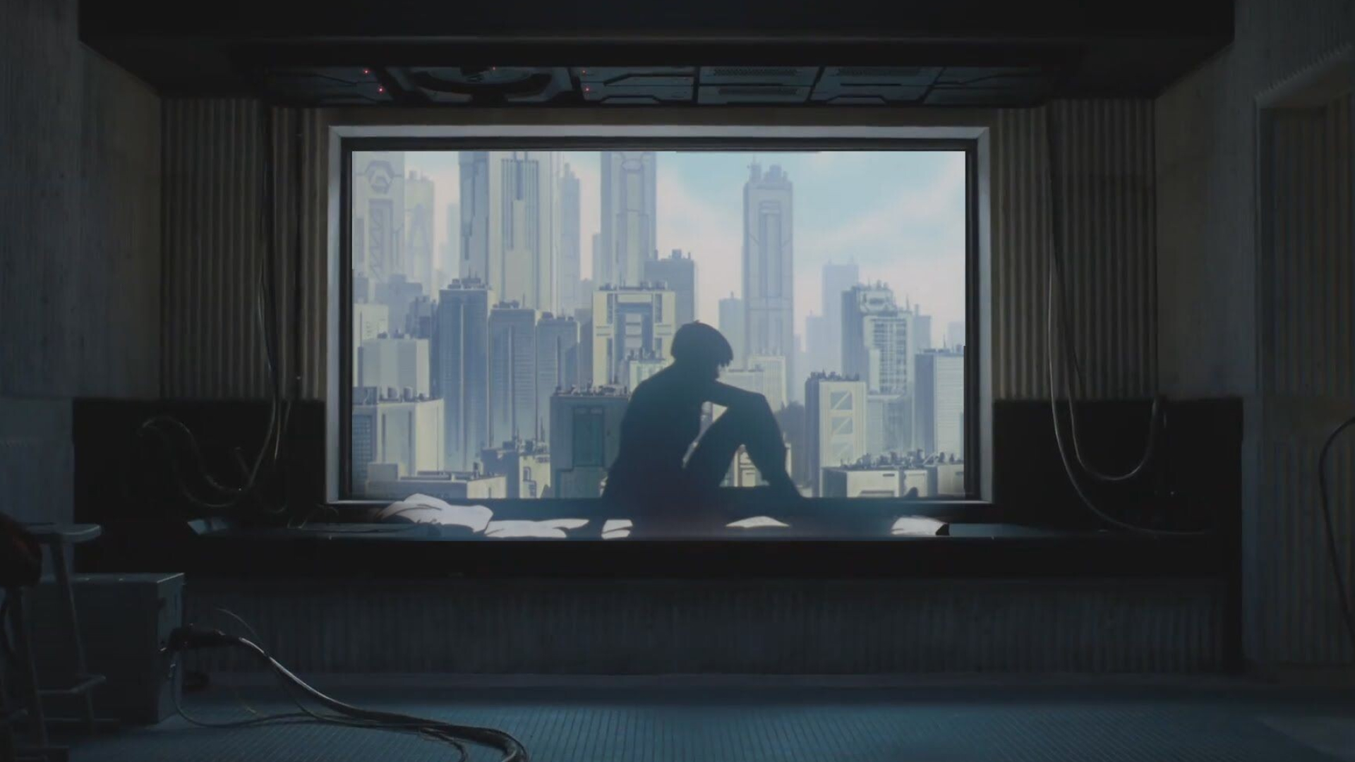 Ghost in the Shell, Anime, Window Scene, Crystals Workshop Skizzen, 1920x1080 Full HD Desktop