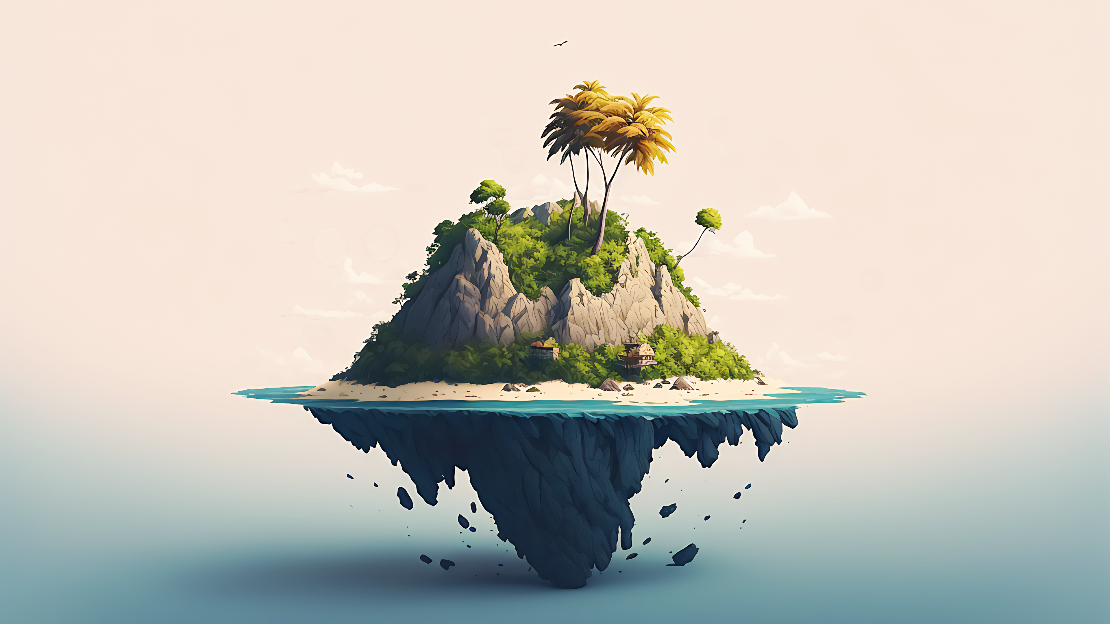 Island, Simple Wallpaper, 3840x2160 4K Desktop