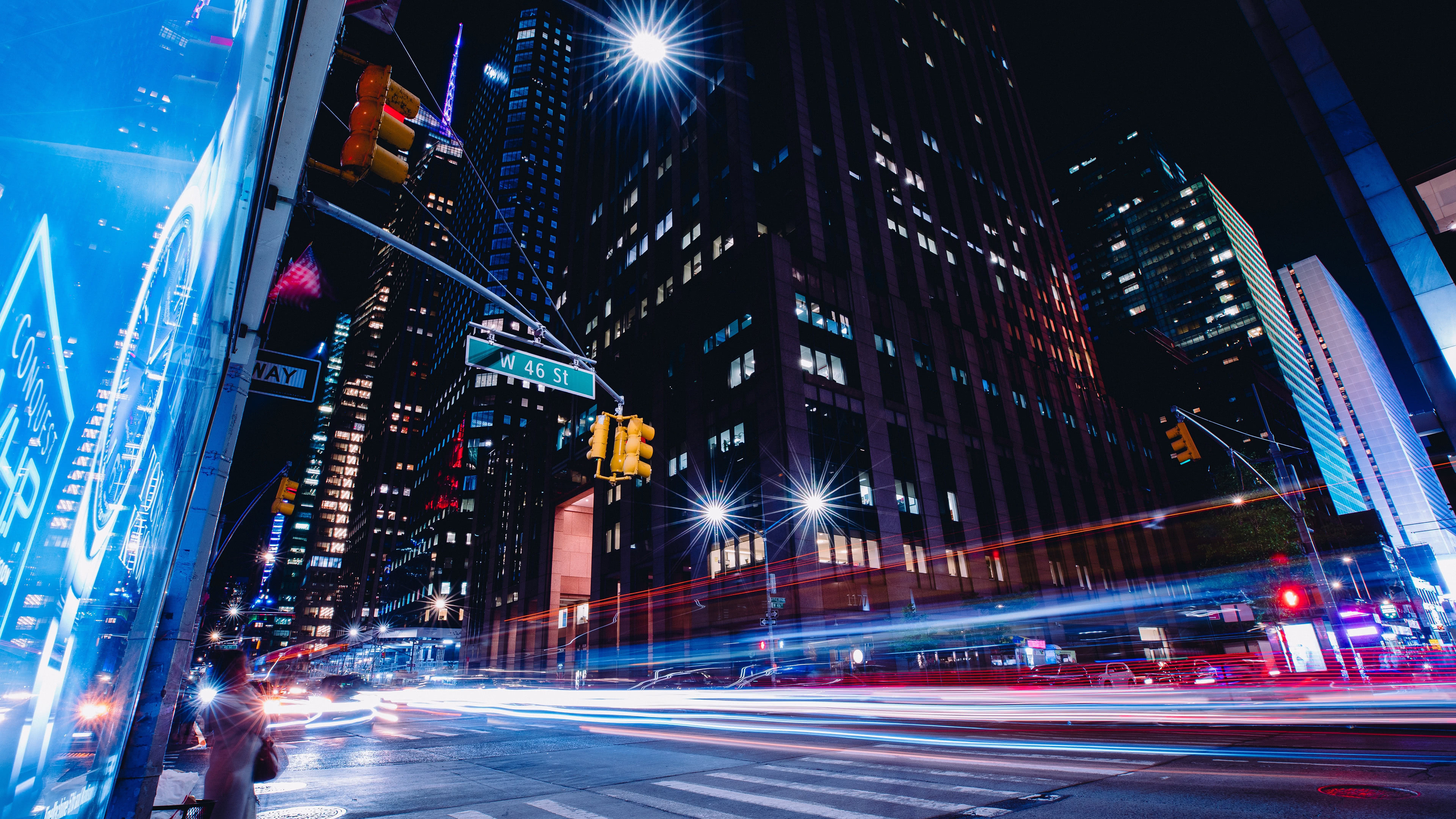 New York, Long exposure, United States, Urban night, 3840x2160 4K Desktop