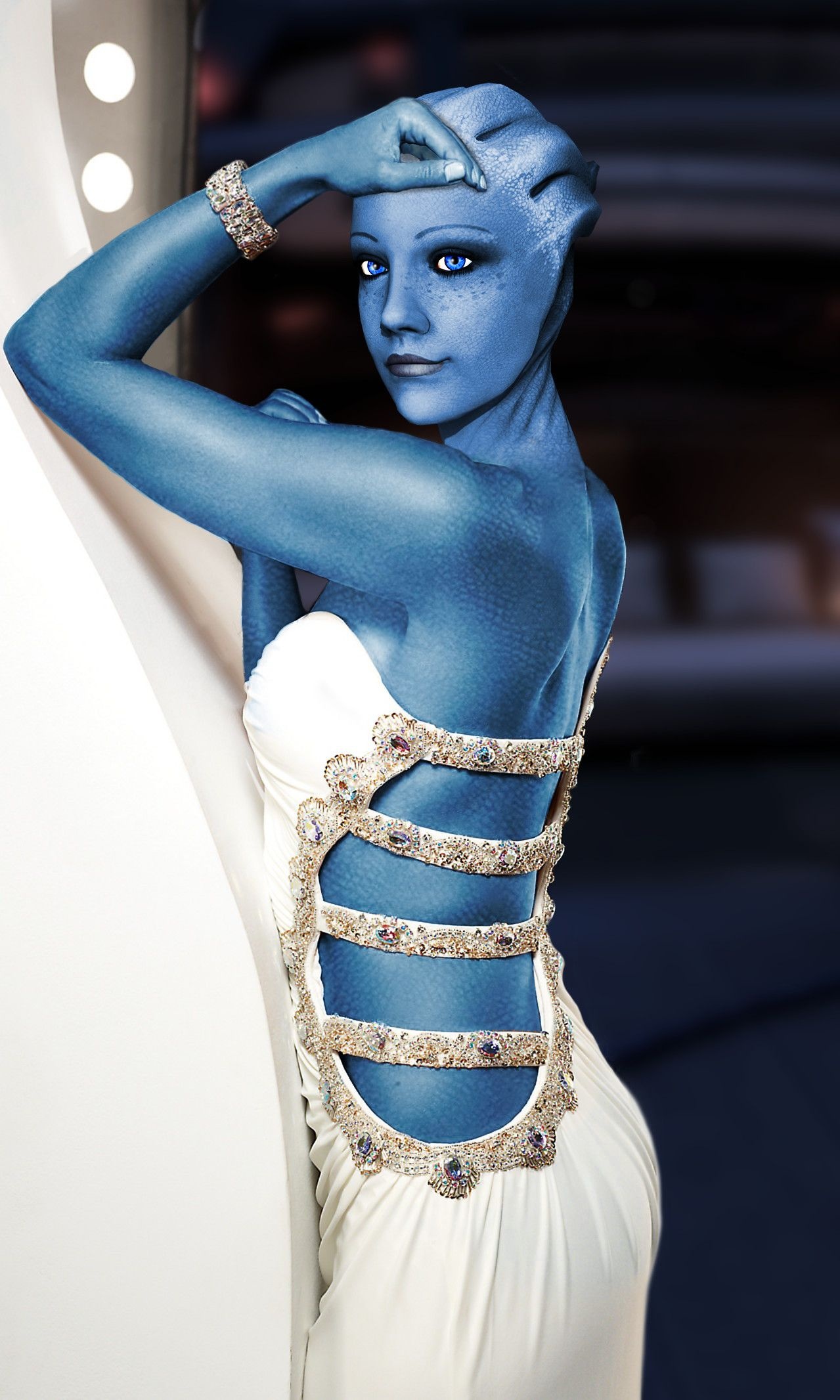 Liara T'Soni, Rendereffect artwork, Mass Effect romance, Asari beauty, 1280x2140 HD Phone