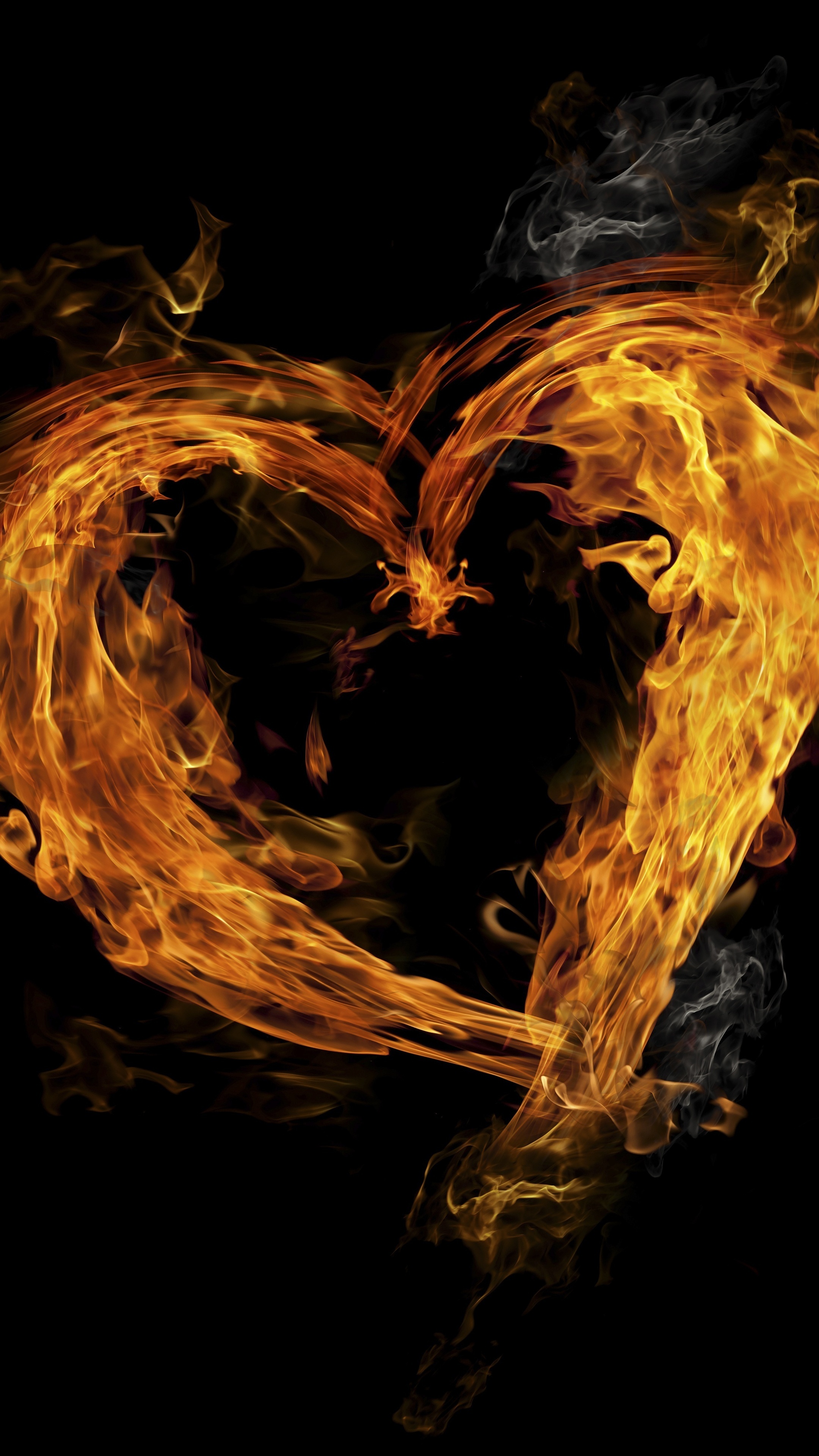 Glowing heart, Flame Wallpaper, 2160x3840 4K Phone