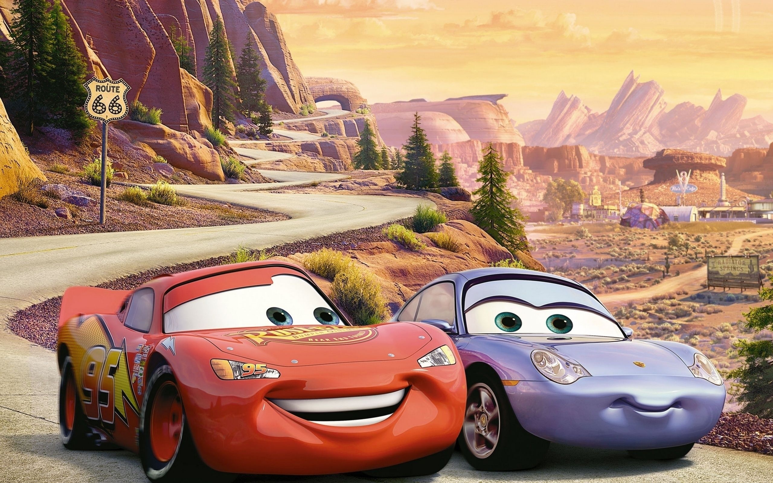 Lightning and Sally, Cars Wallpaper, 2560x1600 HD Desktop