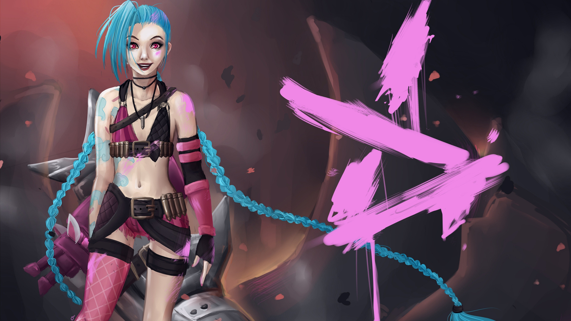 Jinx, League of Legends, Wallpaper collection, Quirky character, 1920x1080 Full HD Desktop