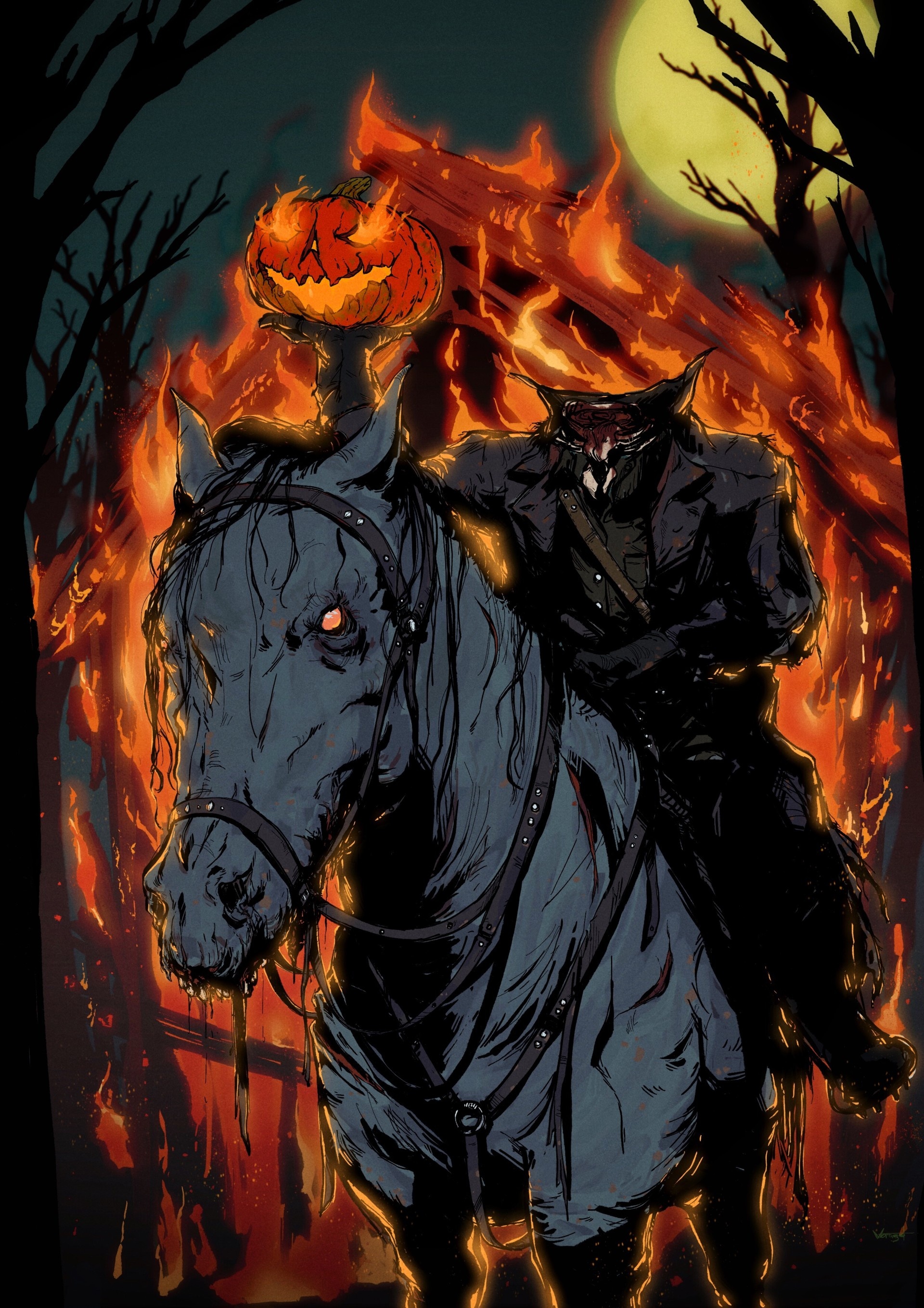 Pumpkin Head, Headless Horseman Wallpaper, 1920x2720 HD Phone