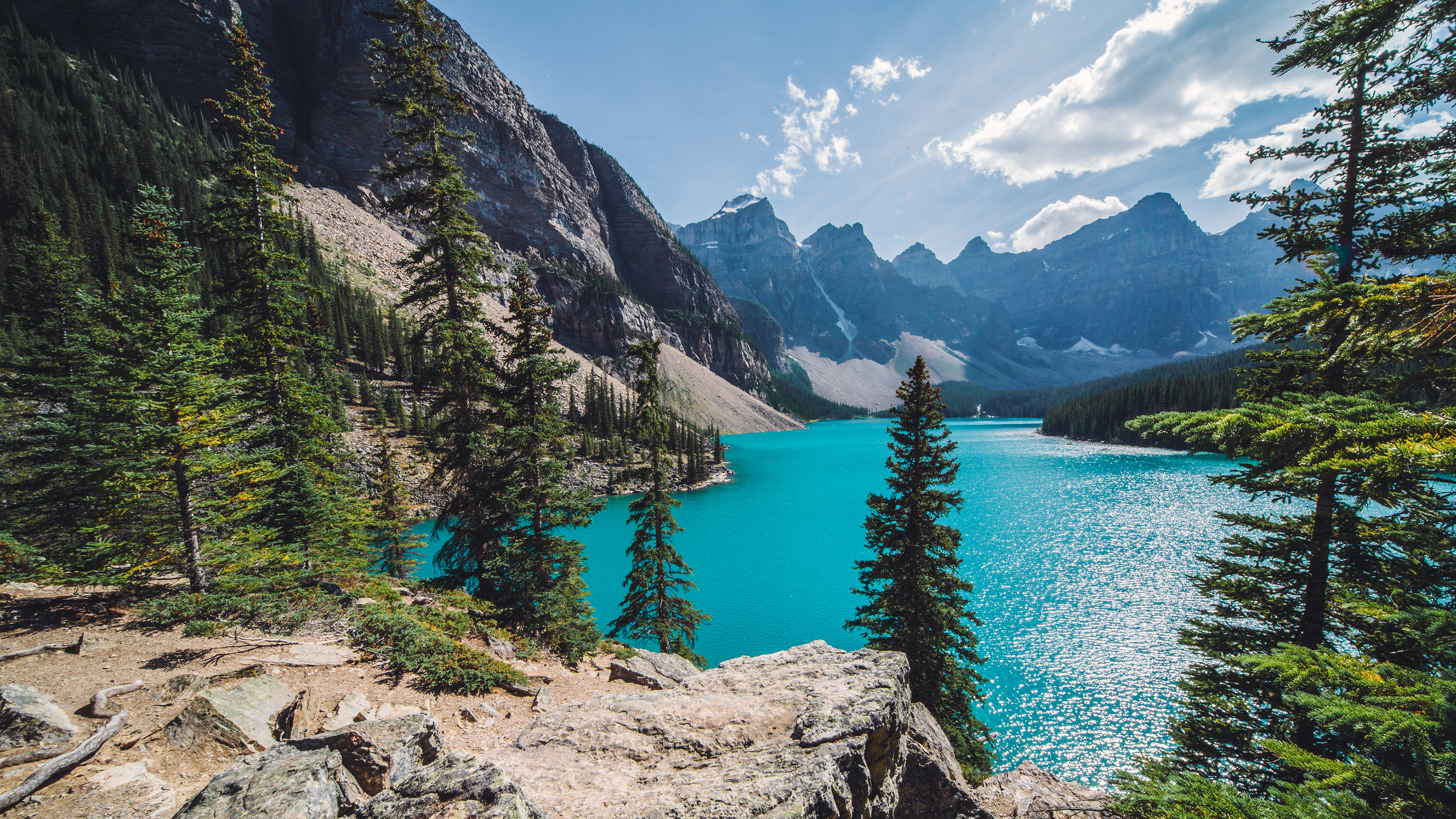 Moraine, Mountain Lakes Wallpaper, 3840x2160 4K Desktop