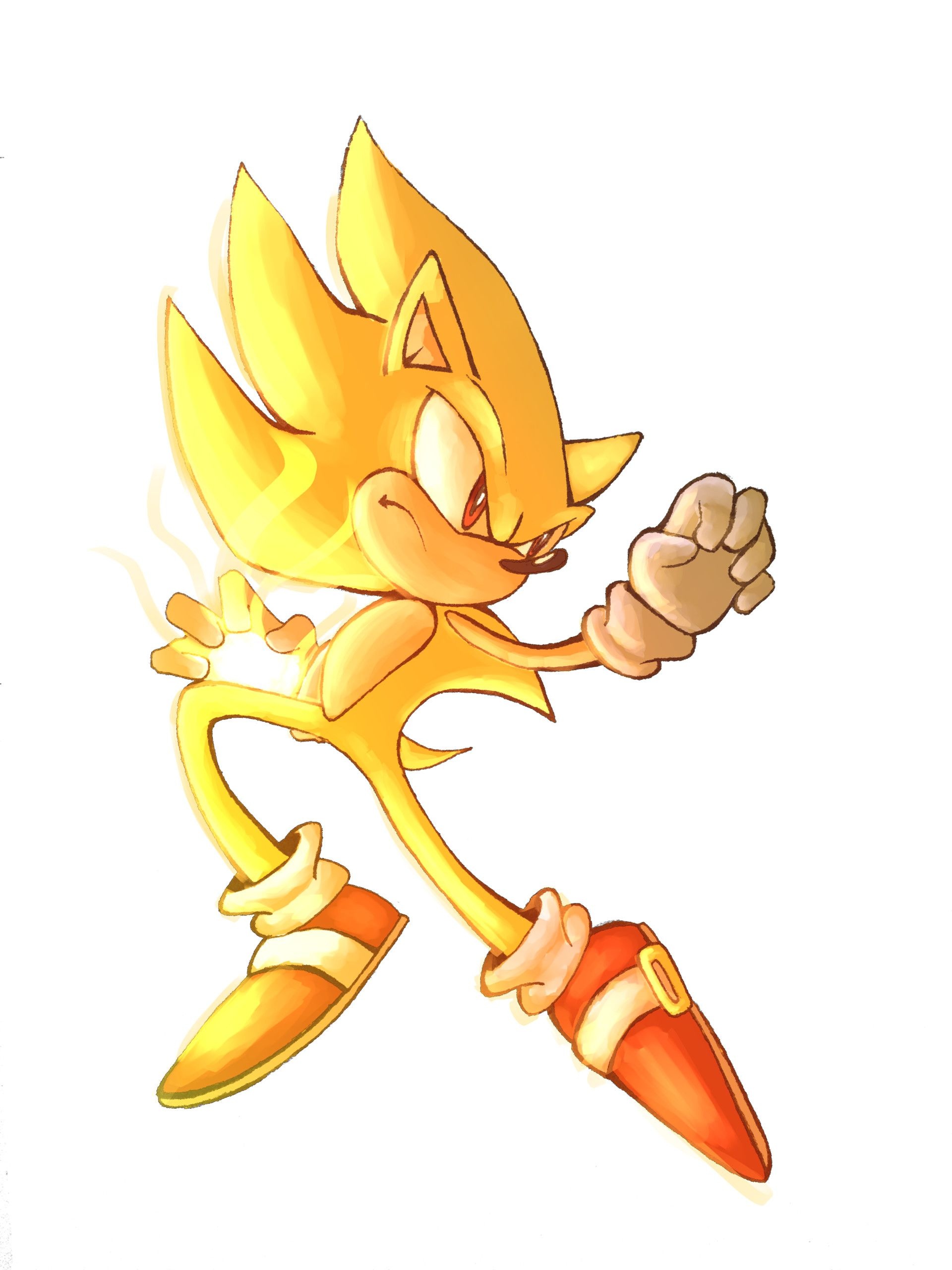 Hyper Sonic, Fan artwork, Anime-style illustration, Shadic's transformation, 1920x2560 HD Phone