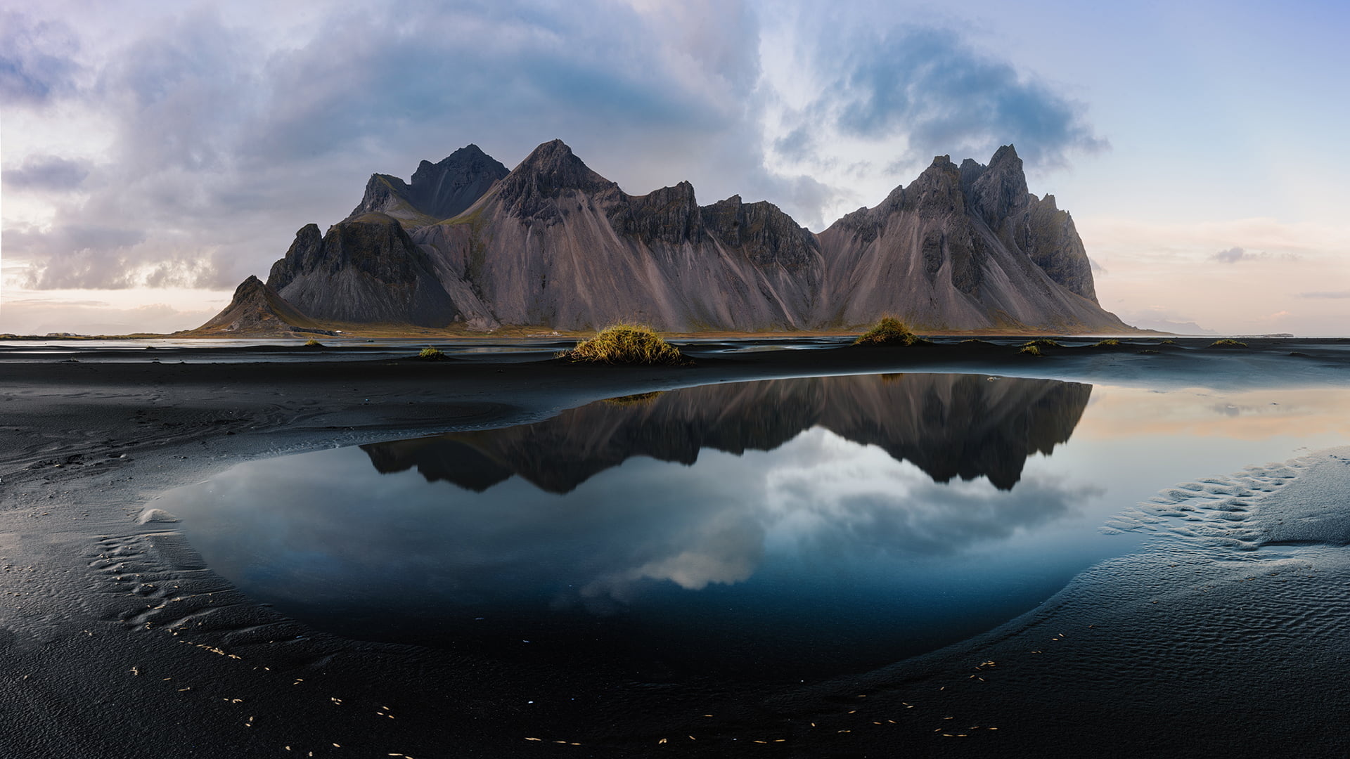 Vestrahorn Iceland, Brown mountain, Morning wallpaper, 1920x1080 Full HD Desktop