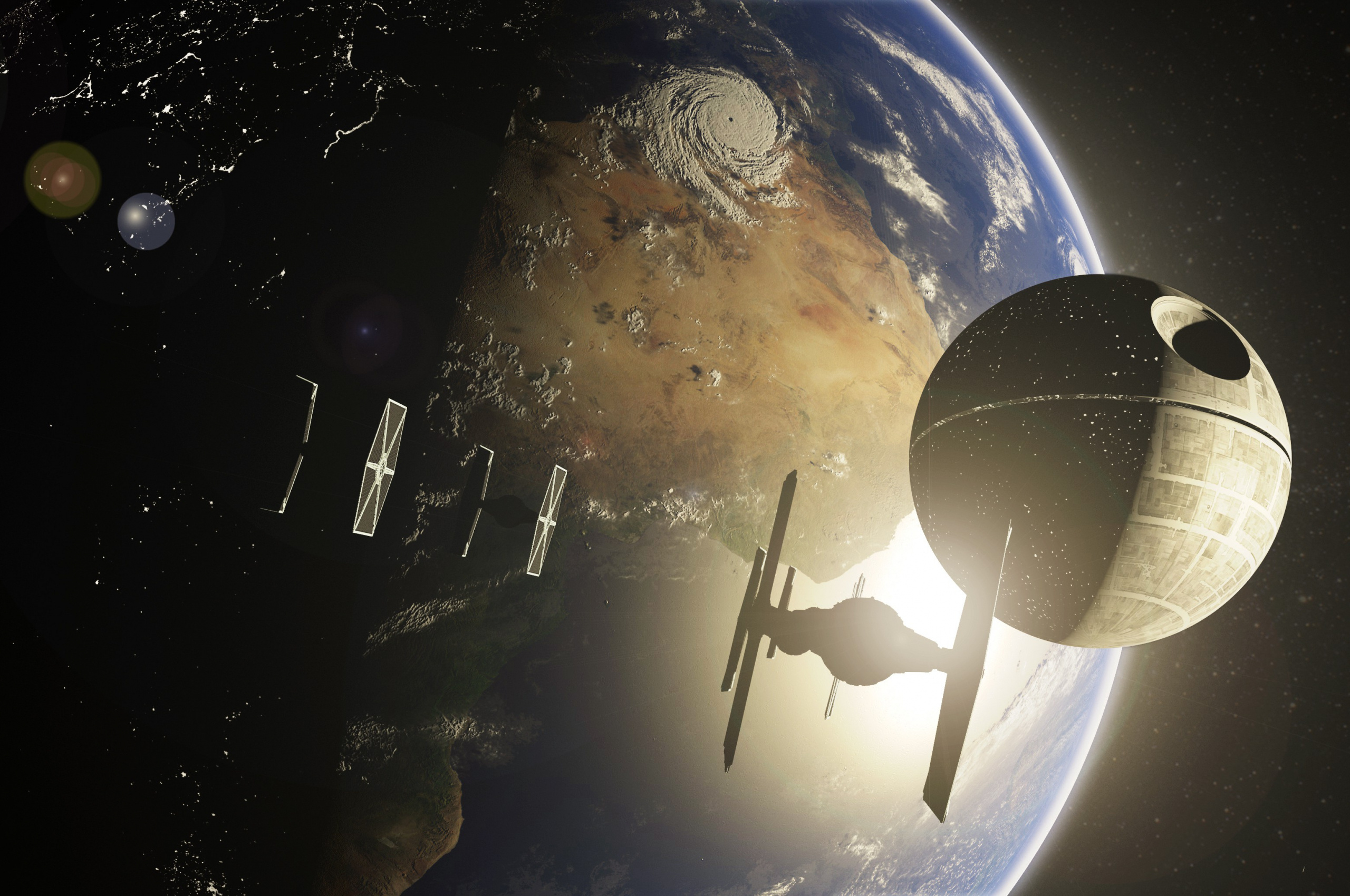 TIE Fighter, Death Star (Star Wars) Wallpaper, 2560x1700 HD Desktop