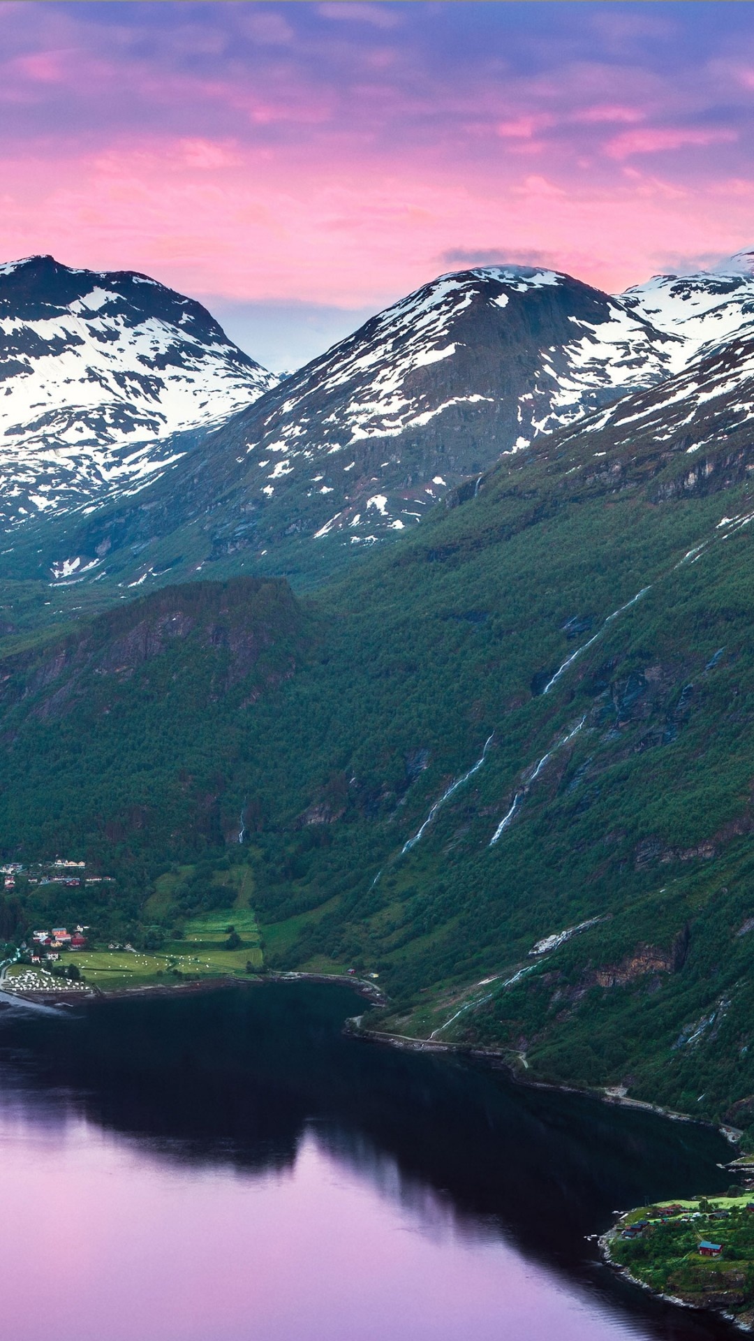 Norwegian fjords, Majestic mountains, Skyline view, Scenic river, 1080x1920 Full HD Phone