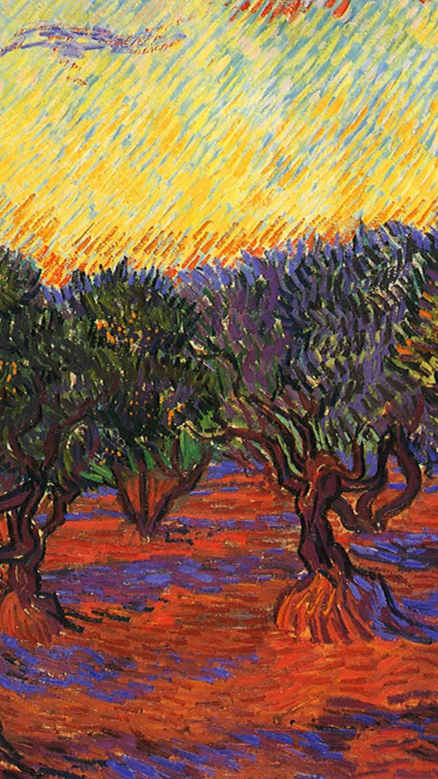 Olive trees, Vincent van Gogh Wallpaper, 1440x2560 HD Phone