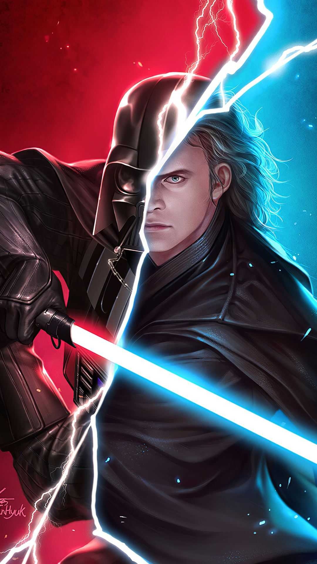 Darth Vader, Dark side presence, Menacing aura, Powerful figure, 1080x1920 Full HD Phone