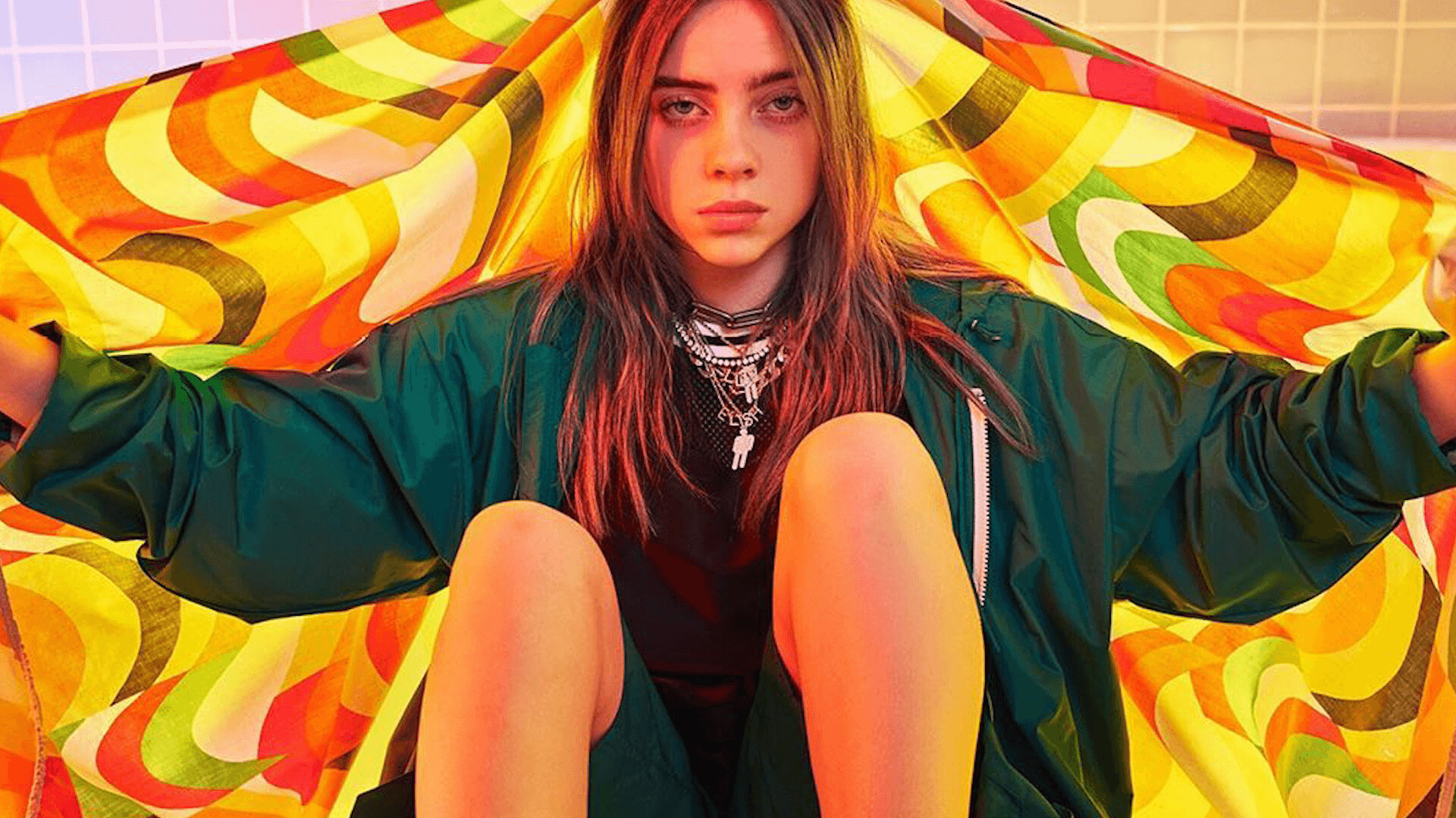 Billie Eilish, Yellow wallpapers, Pop sensation, Musical talent, 1920x1080 Full HD Desktop