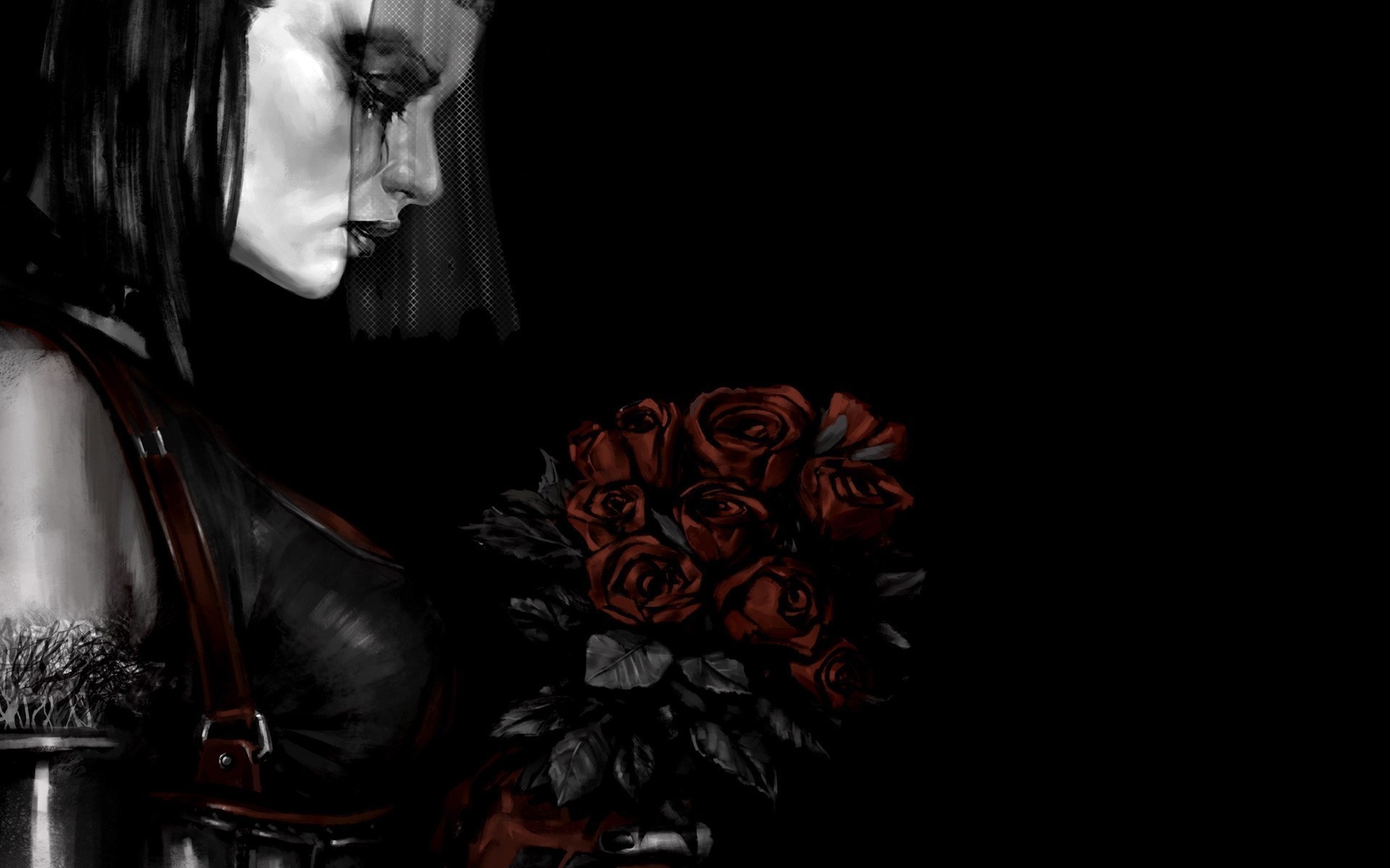 Noir Gothic fantasy, Artistic allure, Mysterious beauty, Dark ambiance, 1920x1200 HD Desktop