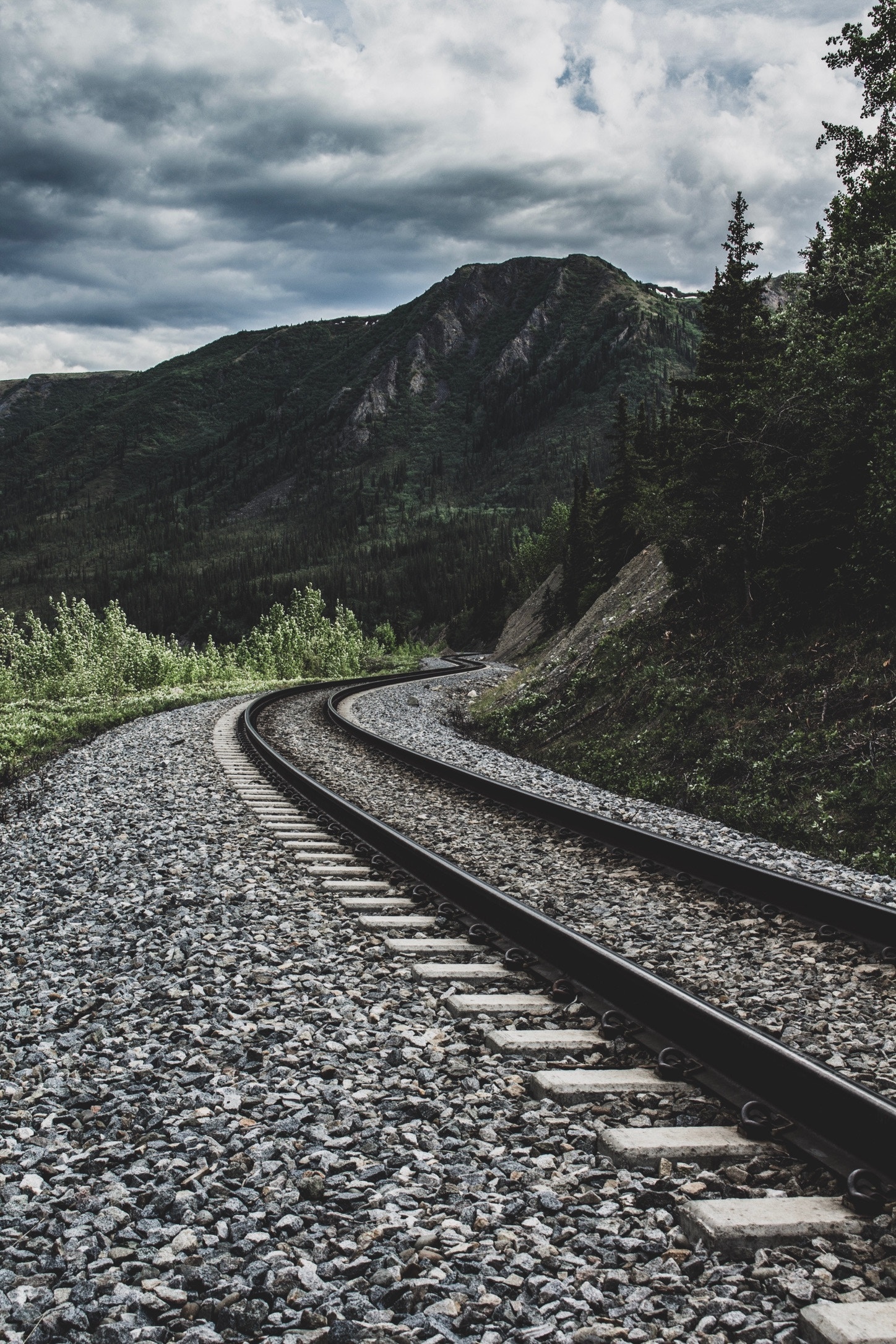 Railway, Nature mountains, Turn railway, 1450x2180 HD Phone