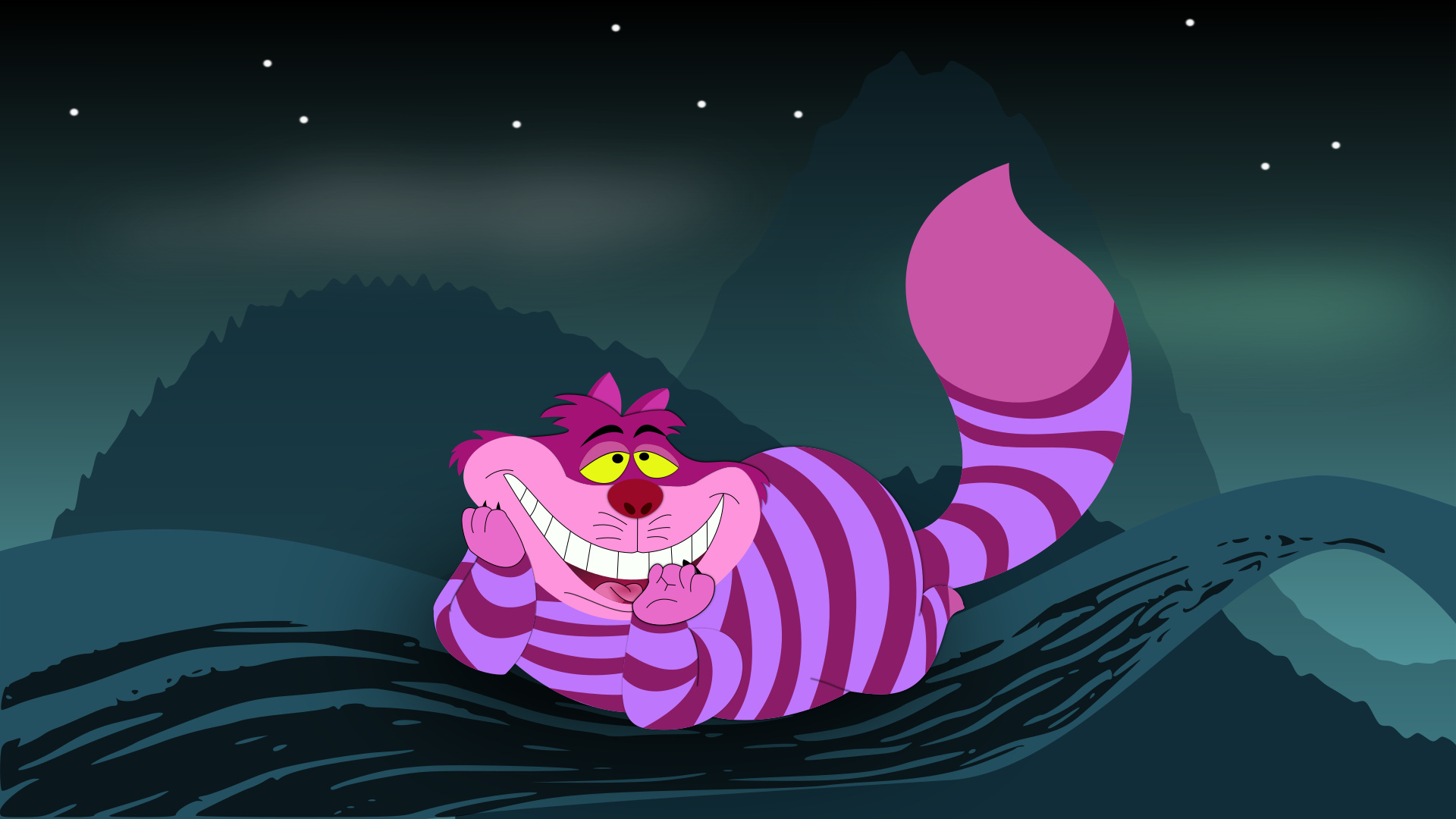 Cheshire Cat, Curious creature, Elusive presence, Fantastical adventure, 1920x1080 Full HD Desktop