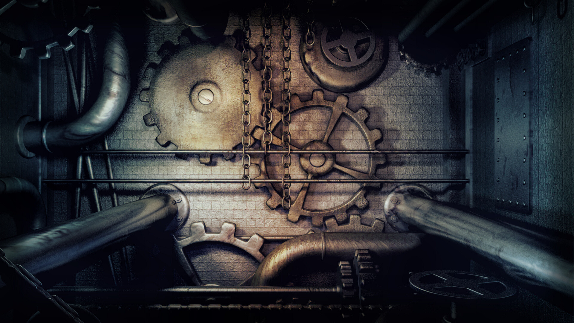 Steampunk gears, Dark machinery, Industrial fantasy, Retro-futuristic, 1920x1080 Full HD Desktop