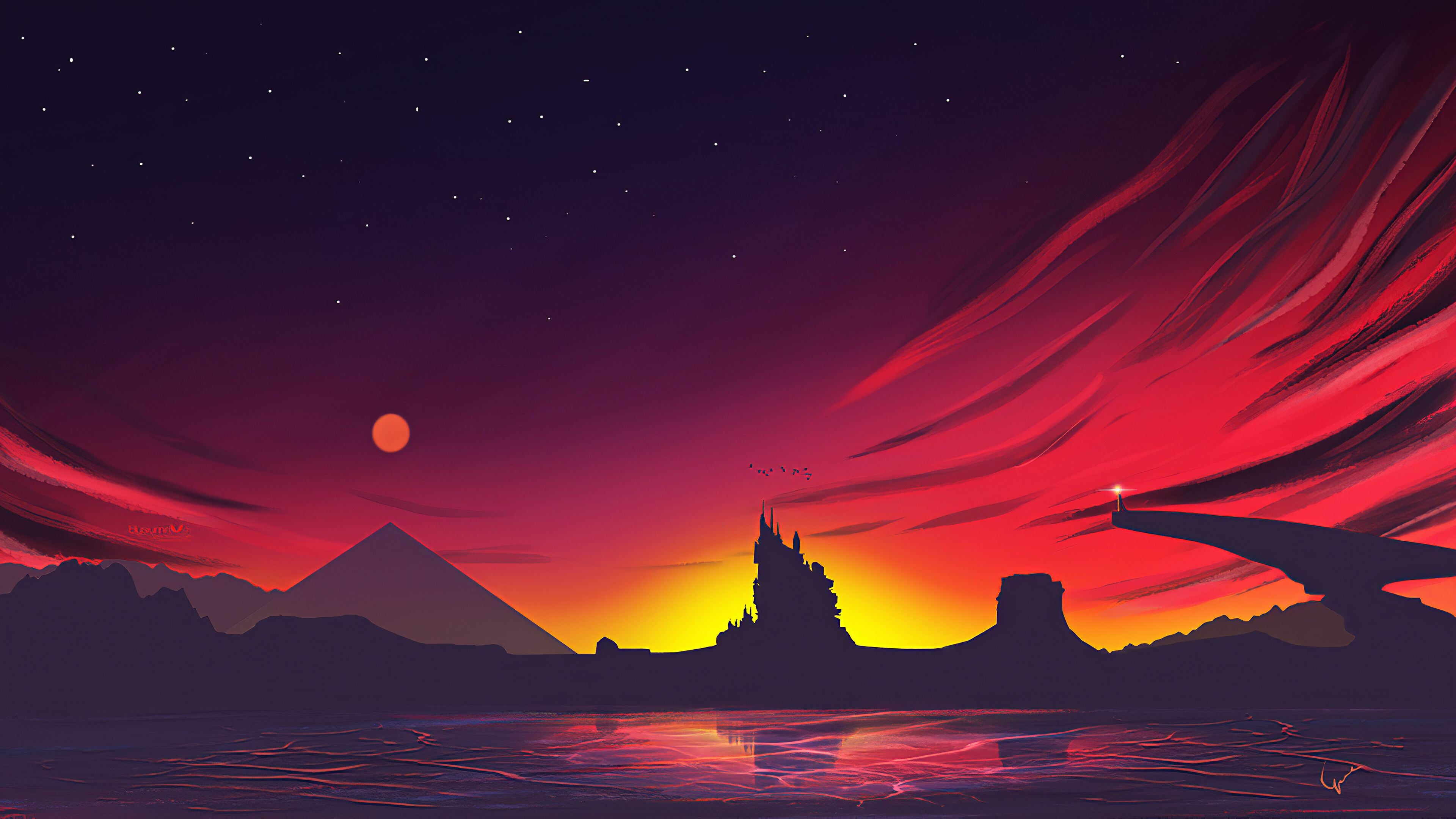 Abstract sunset wallpapers, Beautiful colors, Artistic visuals, Mesmerizing, 3840x2160 4K Desktop