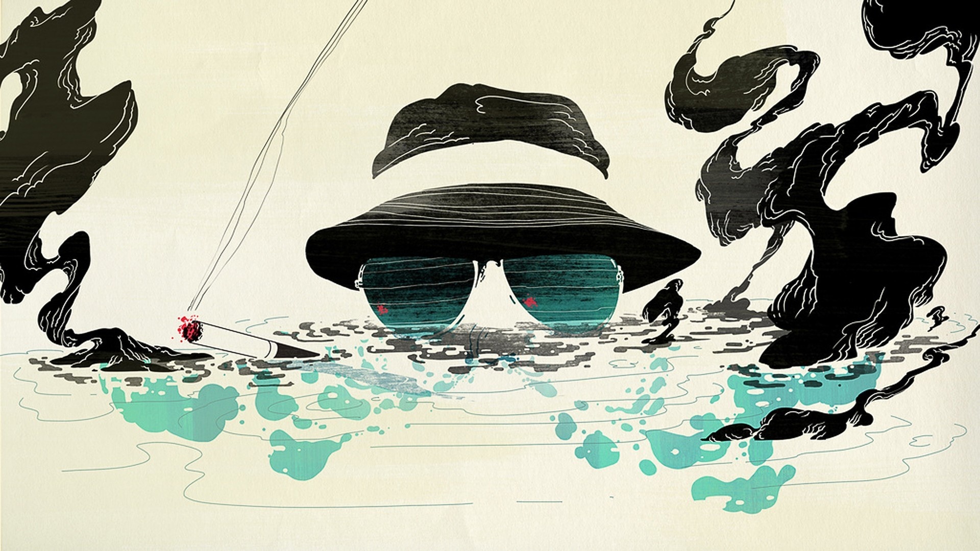 Hunter S. Thompson smoking, Cool art wallpapers, Artistic inspiration, Creative rebellion, 1920x1080 Full HD Desktop