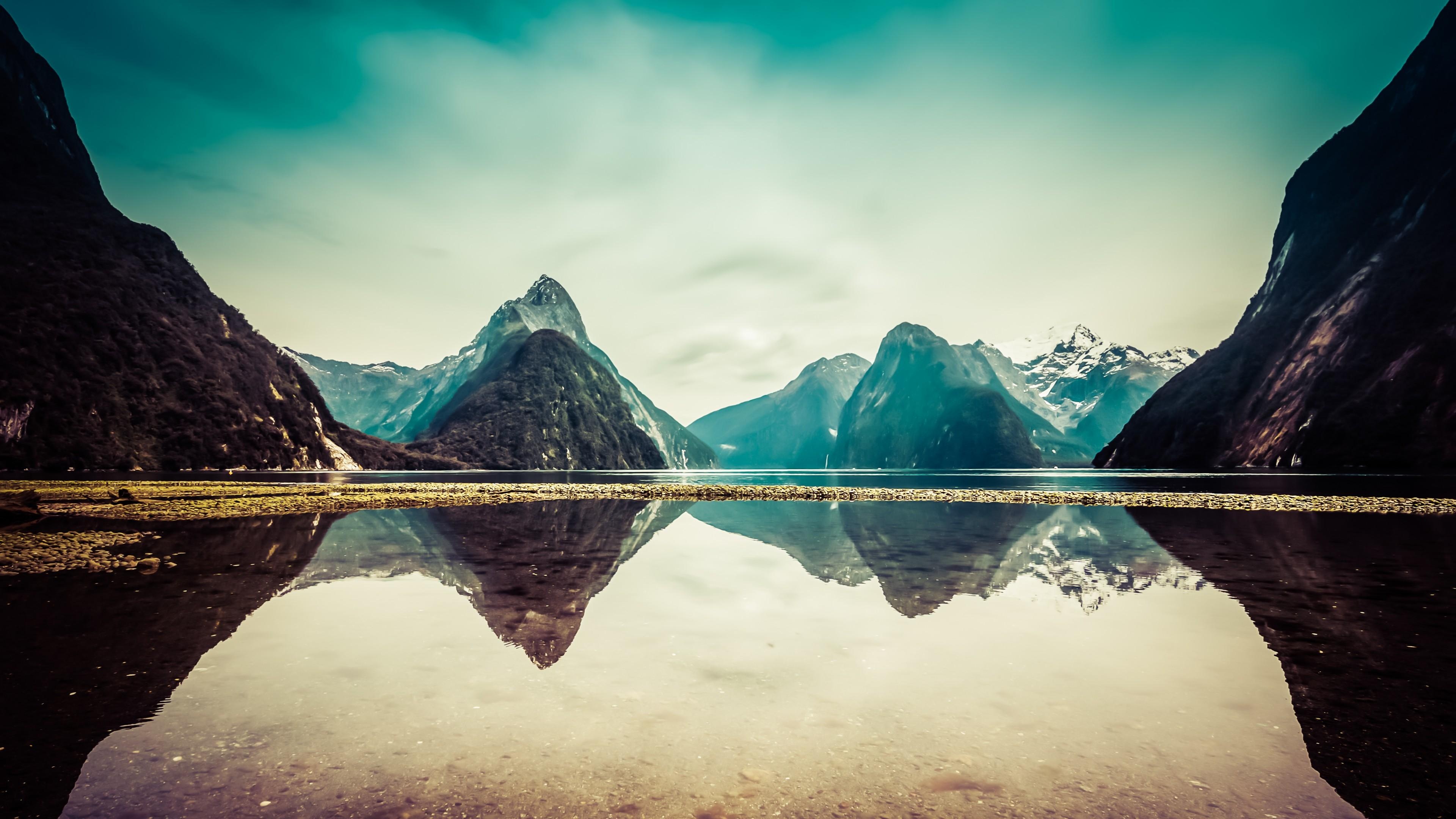 Fiordland National Park, Morning sunlight reflection, Idyllic scenery, New Zealand's treasure, 3840x2160 4K Desktop