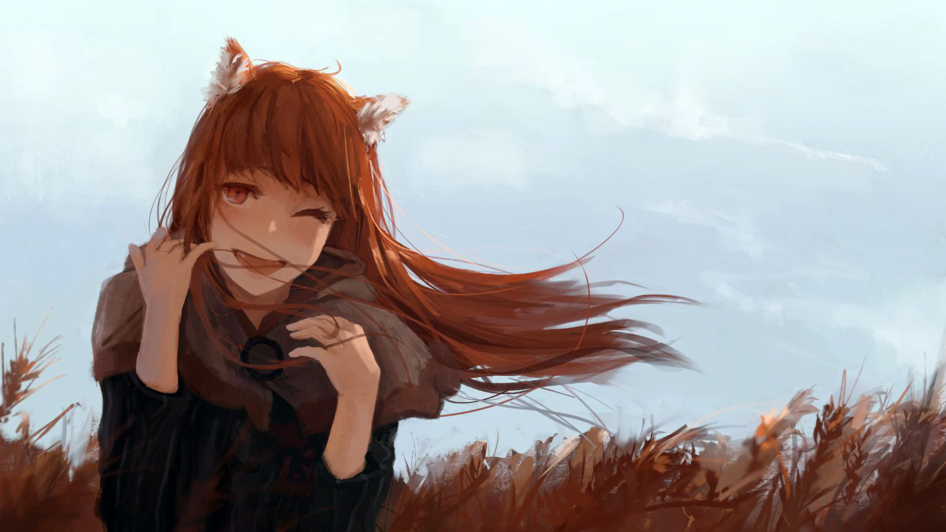 Spice and Wolf, Anime wolf deity, Travelling merchant, Economics lessons, 1920x1080 Full HD Desktop