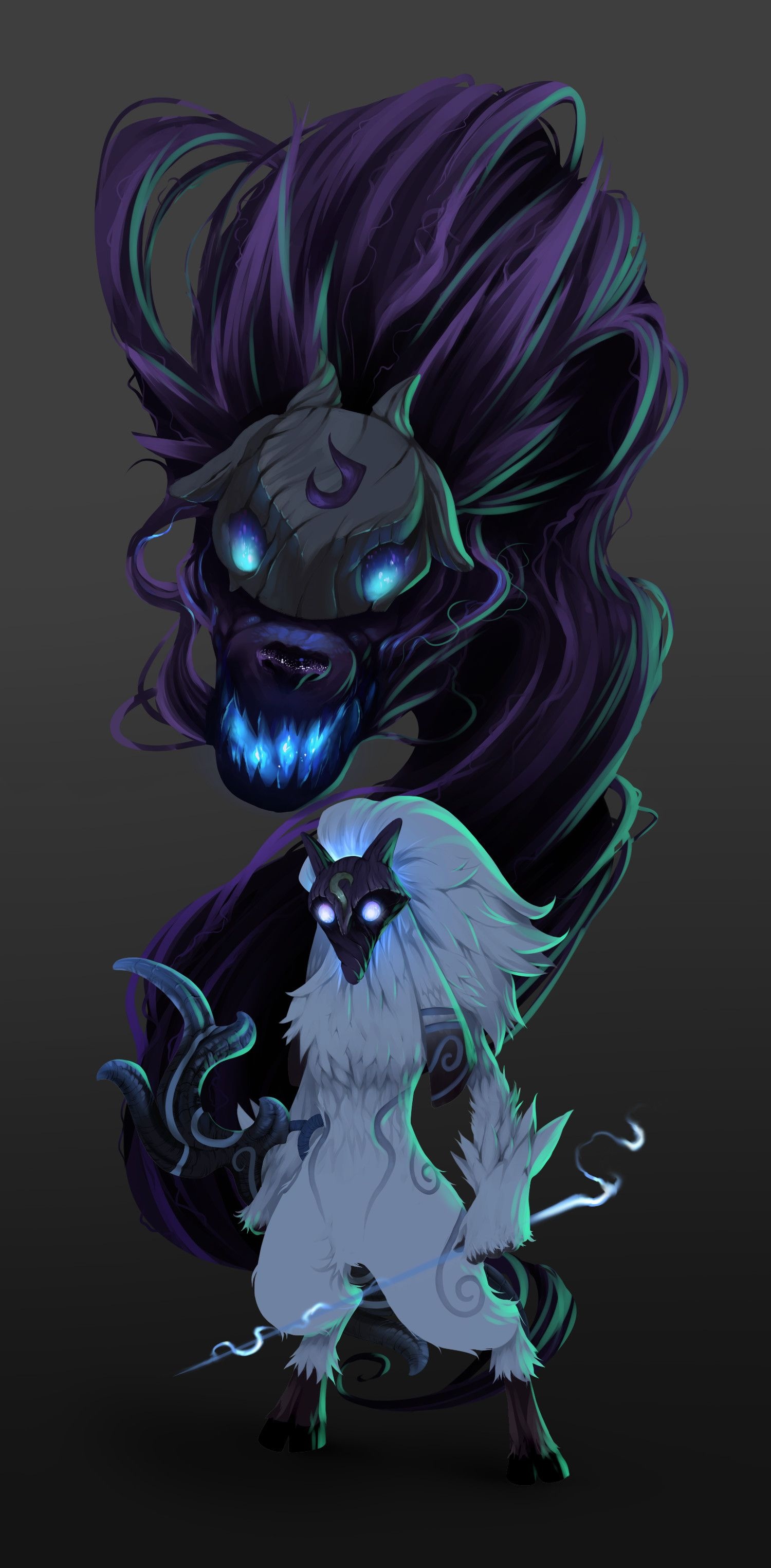 Kindred fanart, Andrea Sodaro, League of Legends, Fan art, 1500x3050 HD Phone