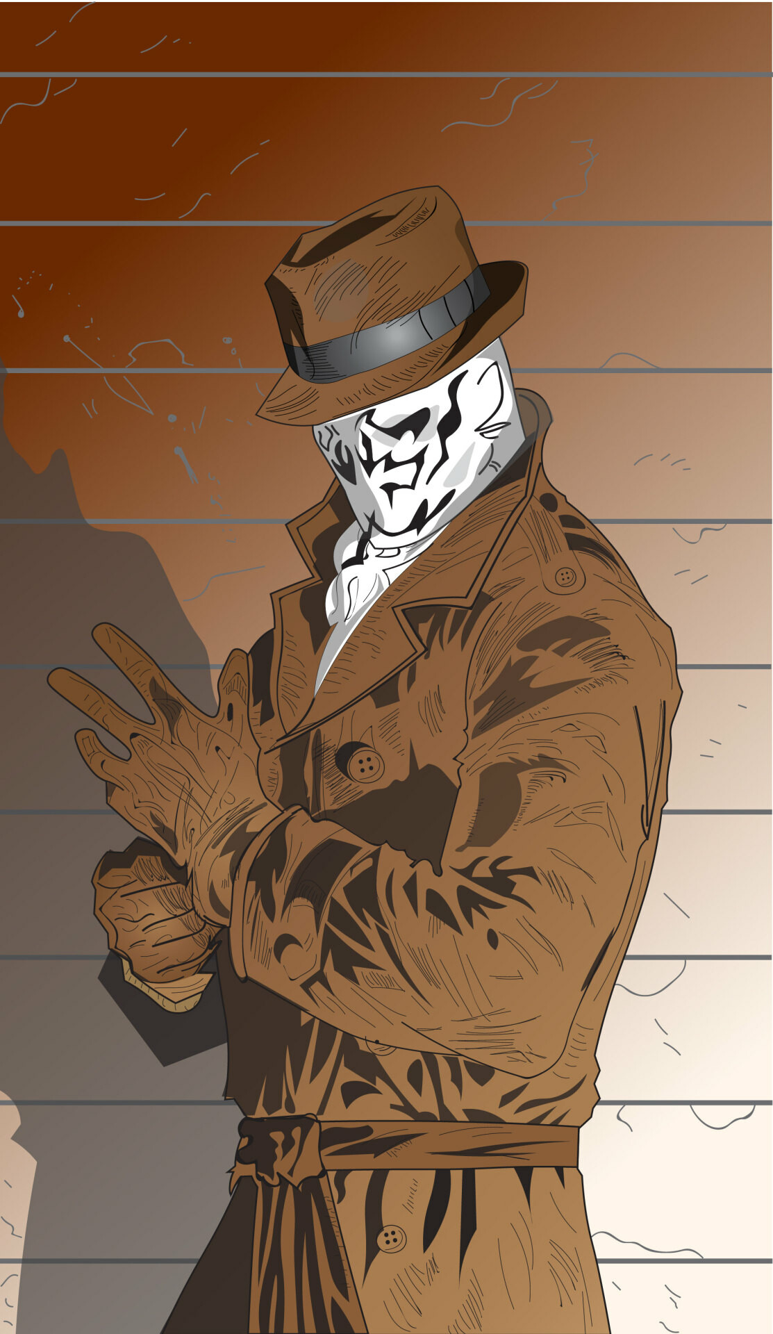 HeroChan, Rorschach cosplay, Krit Grover artwork, Comic book illustration, 1120x1920 HD Phone