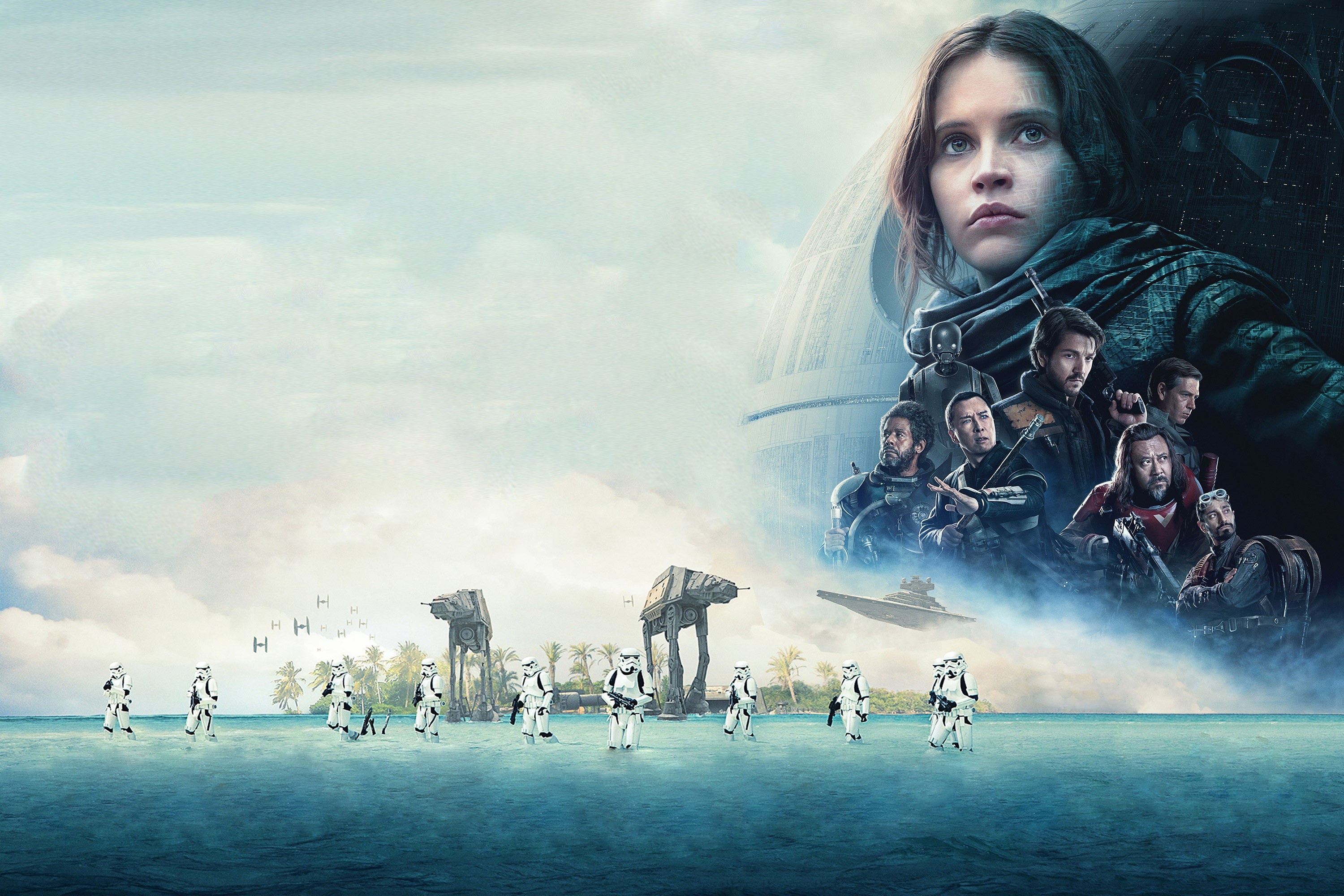 Felicity Jones, Rogue One, AT-AT walker, Stunning background, 3000x2000 HD Desktop