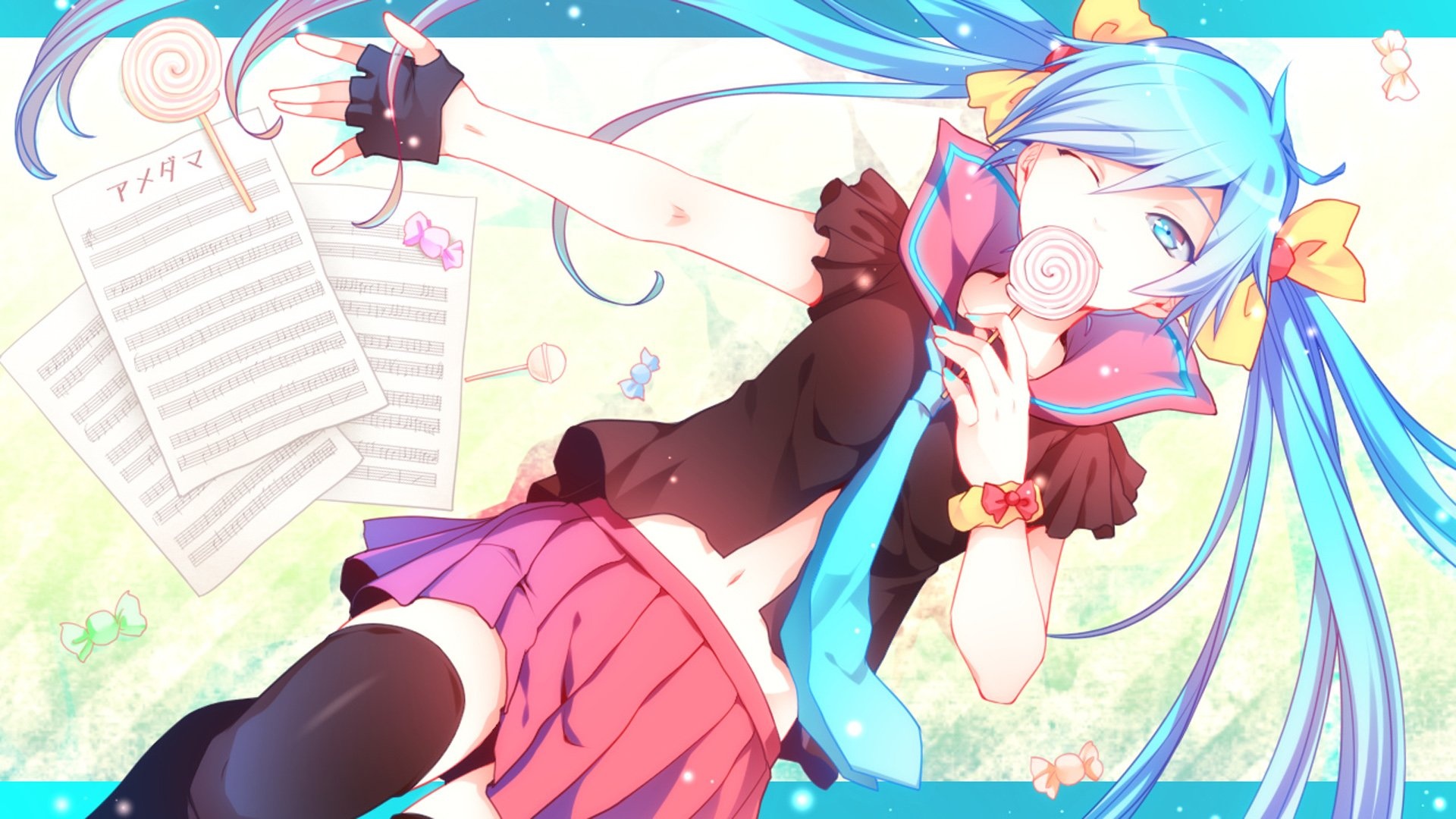 Hatsune Miku, Vocaloid idol, Music video game, Beautiful green-haired character, 1920x1080 Full HD Desktop