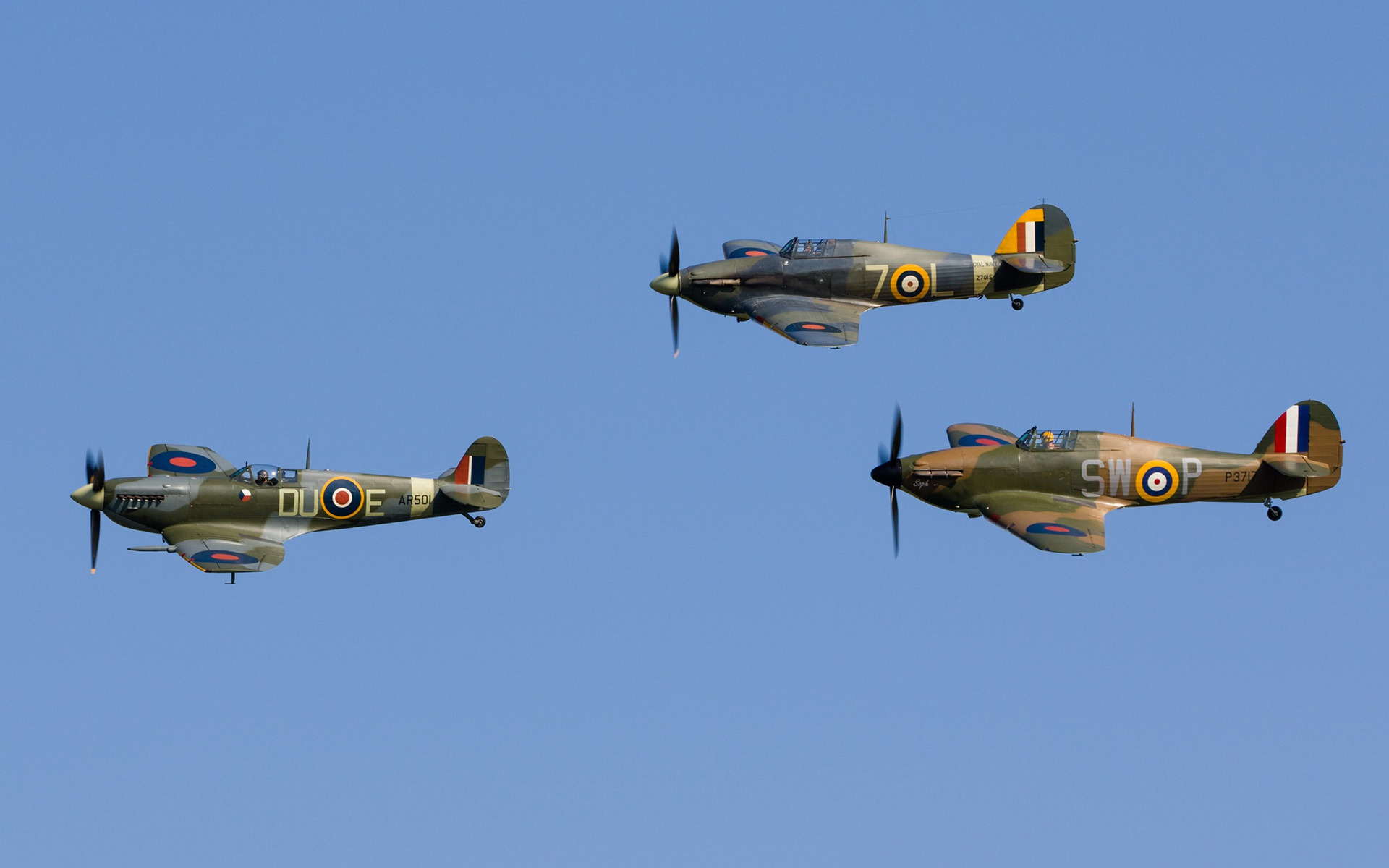 Hawker Hurricane, Supermarine Spitfire, British fighter, RAF, 1920x1200 HD Desktop