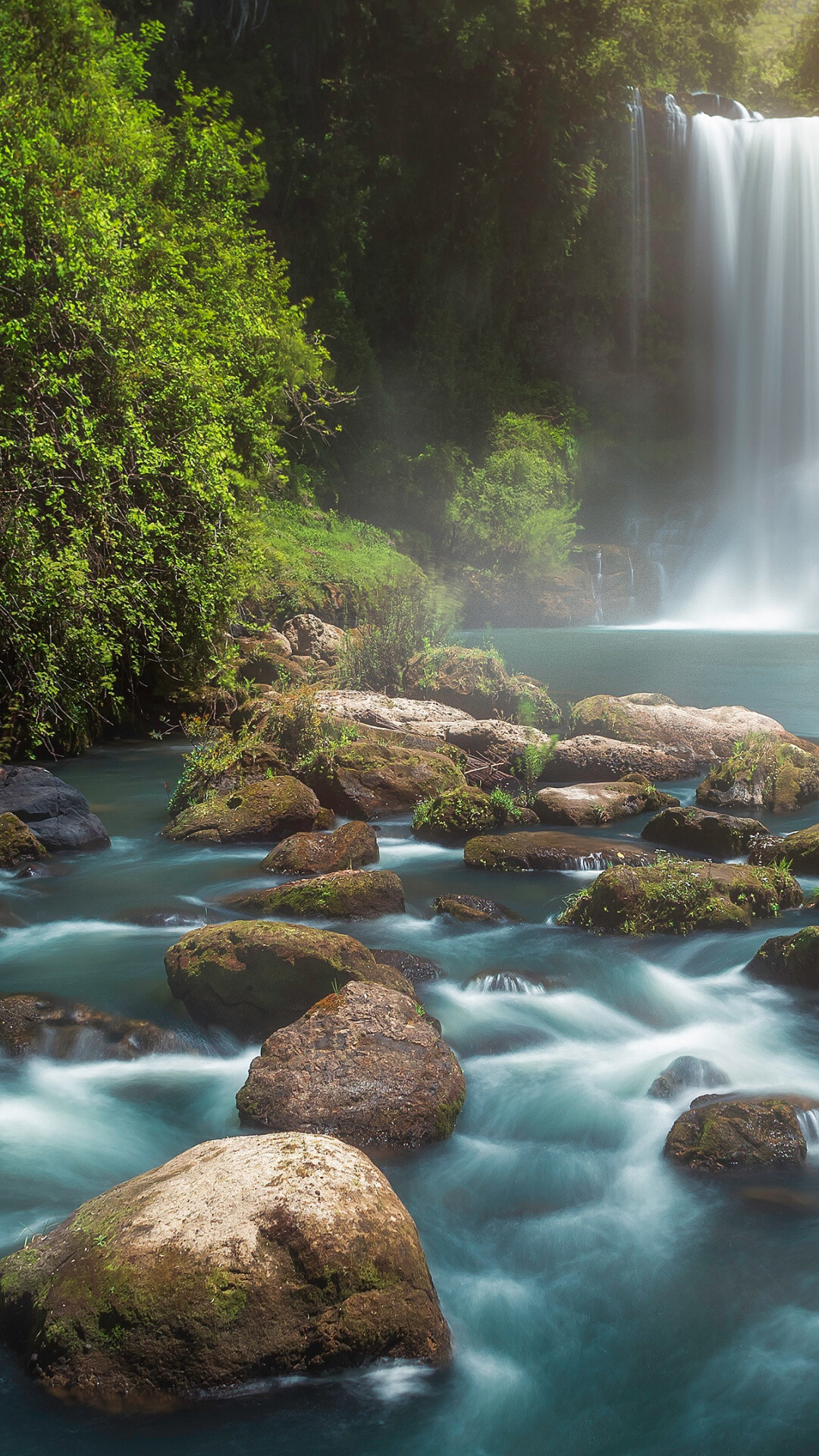 Nature's stream, Forest waterfall, Samsung Galaxy wallpaper, Tranquil scenery, 1080x1920 Full HD Phone