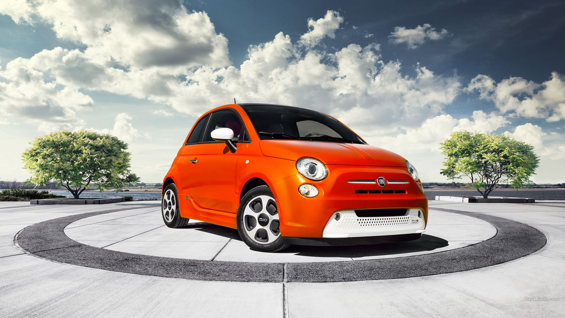 Fiat 500E, Modern electric car, Dynamic styling, Eco-friendly mobility, 1920x1080 Full HD Desktop