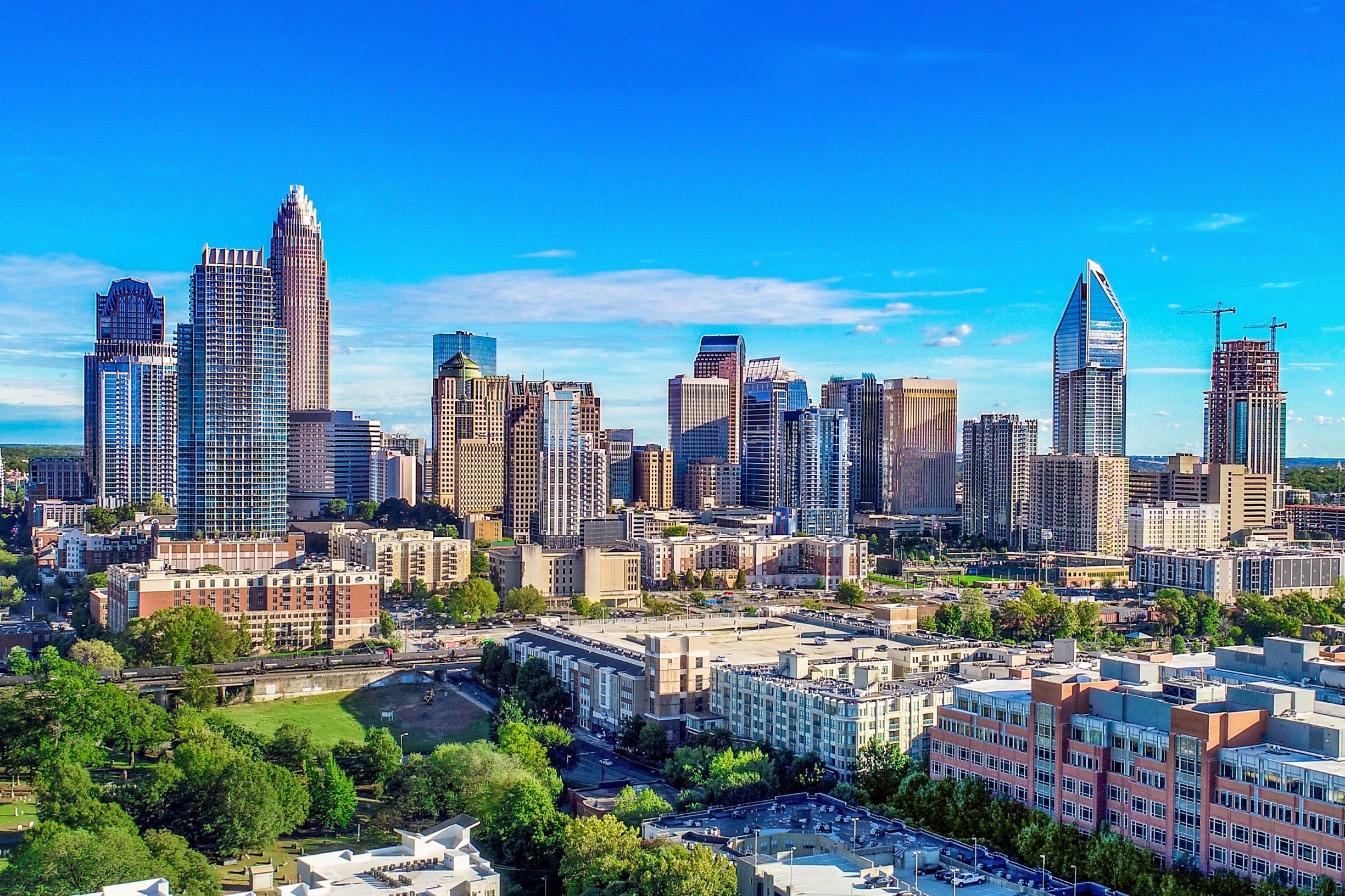 Charlotte Skyline, Aerial View, Q City Metro, 2450x1640 HD Desktop