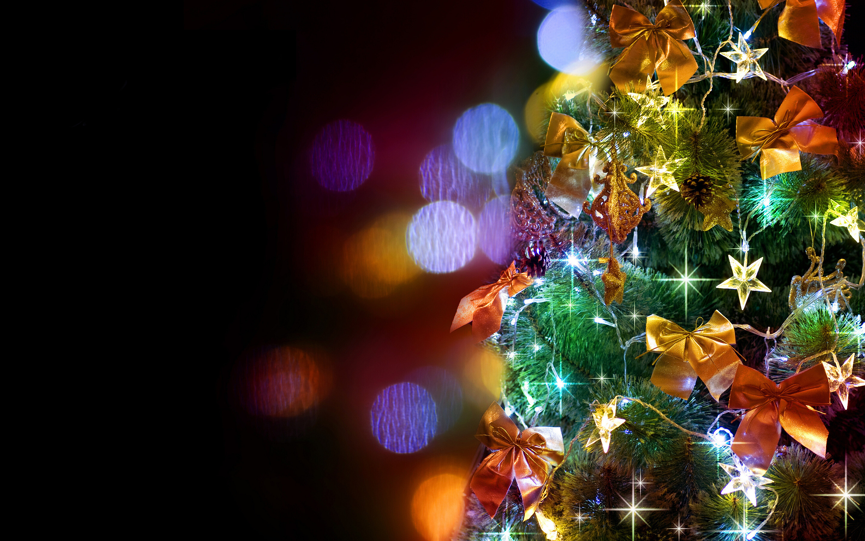 Stars and bows, Christmas Trees Wallpaper, 2880x1800 HD Desktop