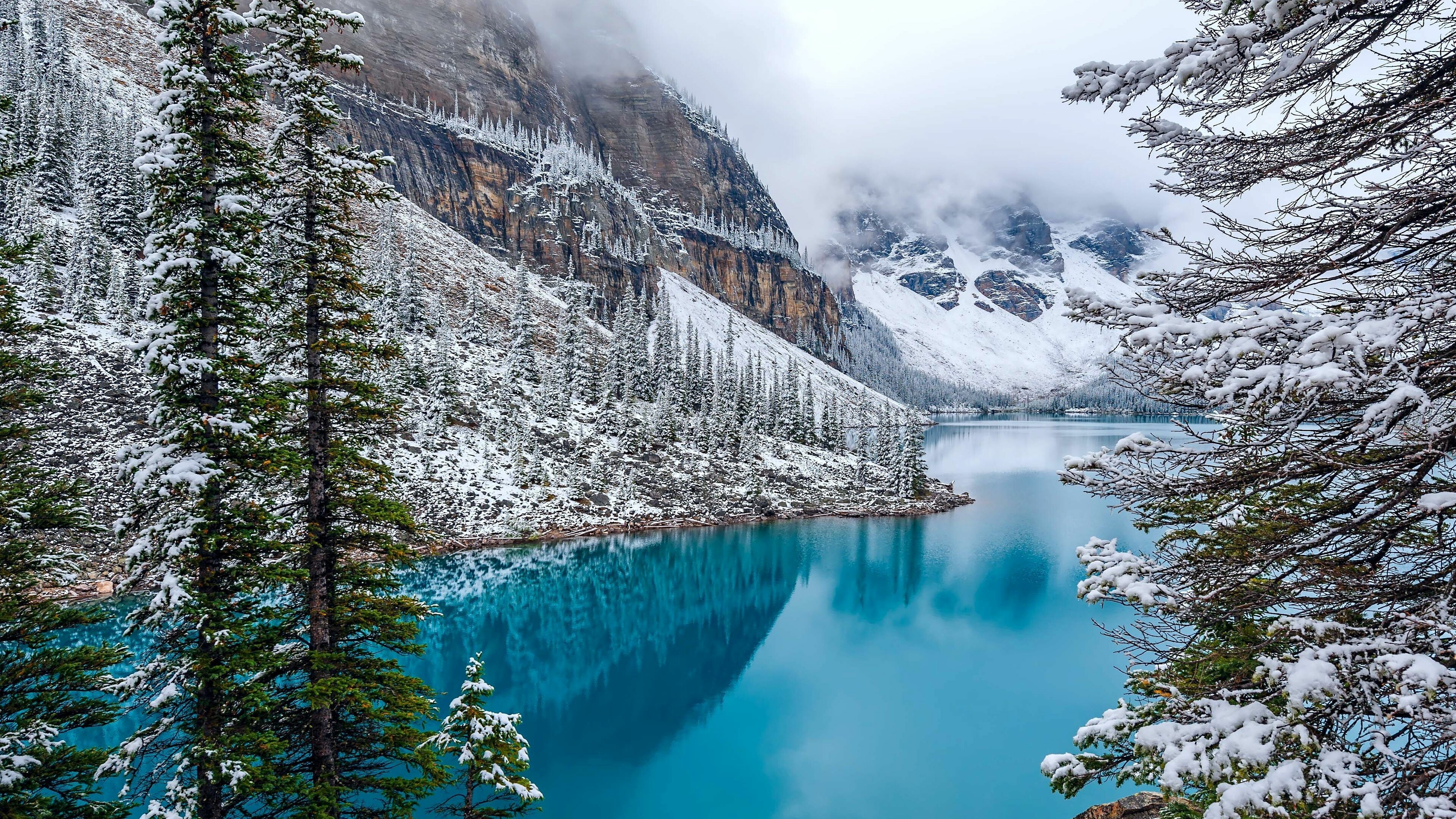 Moraine Lake, Winter beauty, Nature's wonder, 4K scenery, 3840x2160 4K Desktop