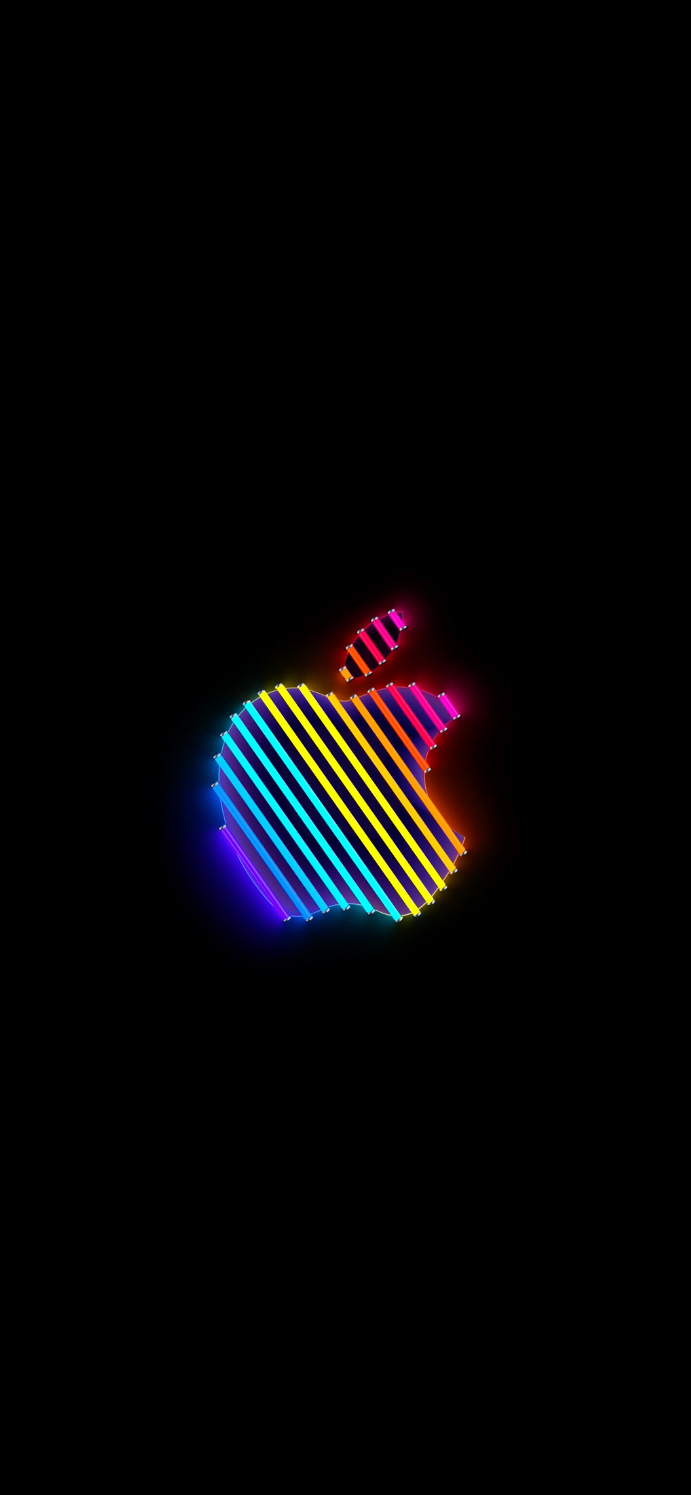 Apple rainbow neon, Live wallpaper, Lively colors, Eye-catching visuals, 1420x3080 HD Phone