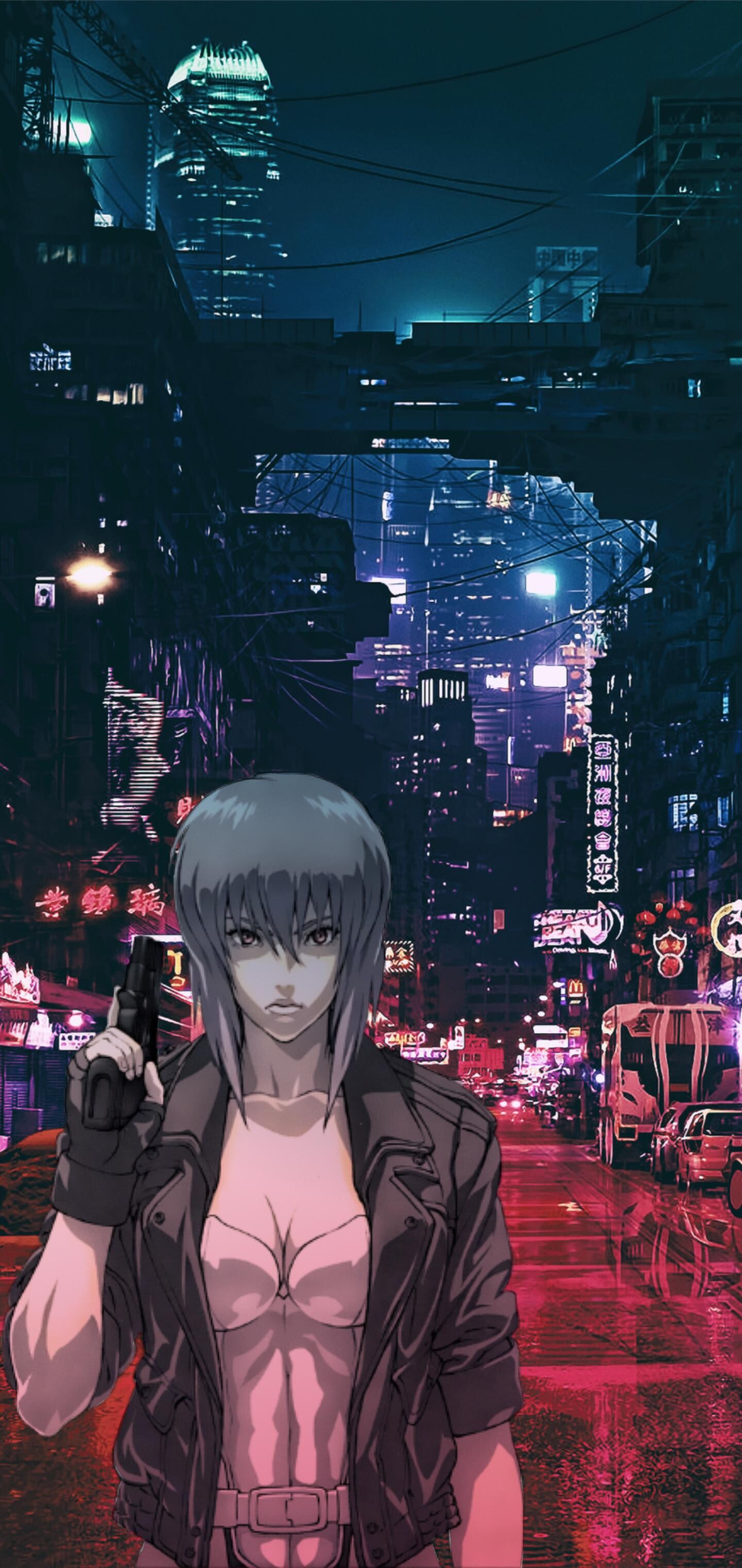 Phone wallpaper, I made, Ghost in the Shell, 1440x3050 HD Phone