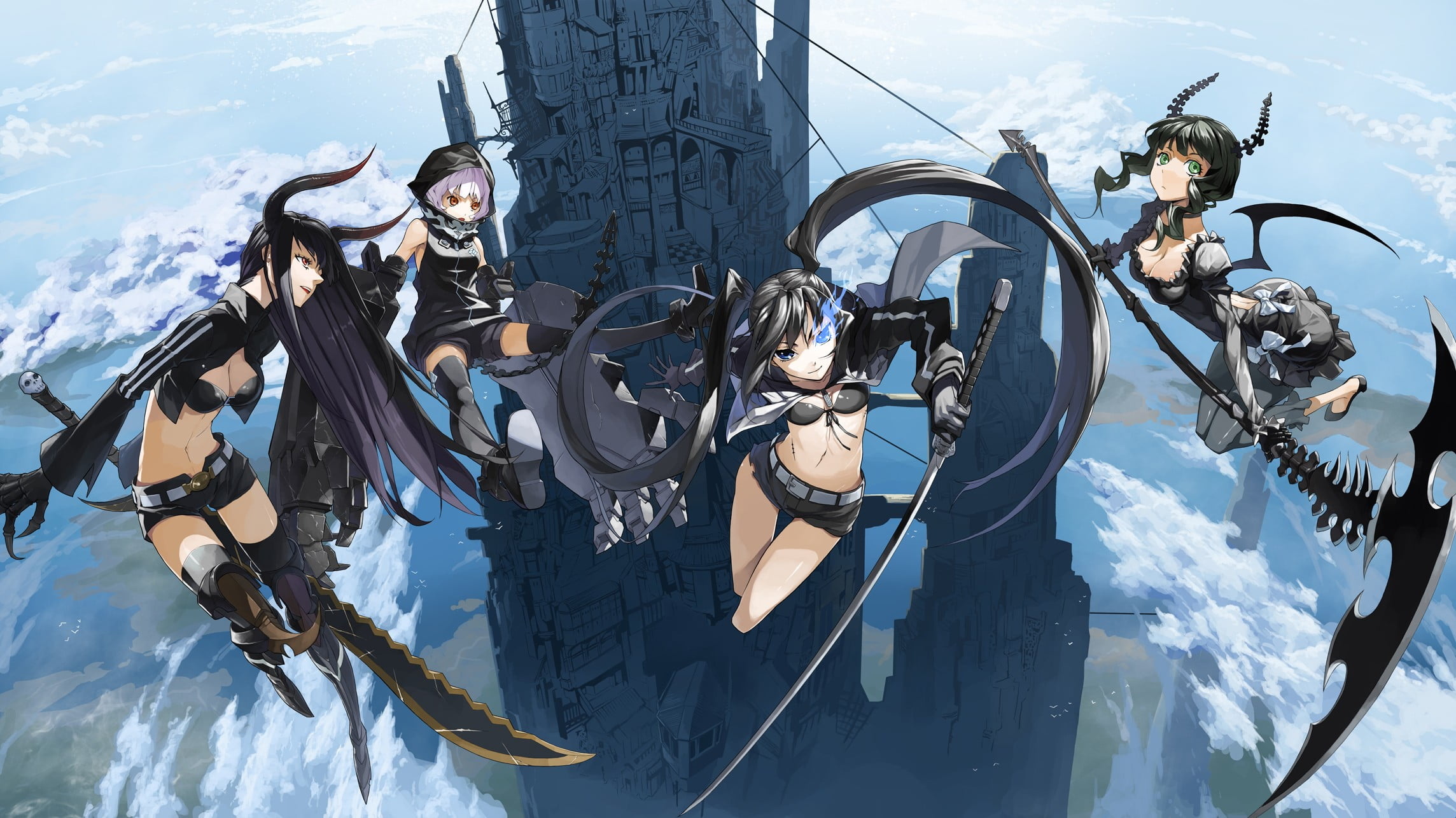 Black Rock Shooter, Video game poster, Supernatural characters, Intense battle sequences, 2290x1290 HD Desktop