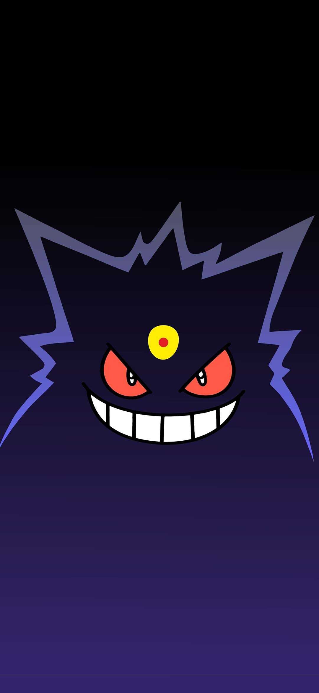 Gengar Pokmon wallpaper, Ghostly figure, Dark and mysterious, Eerie visuals, 1080x2340 HD Phone