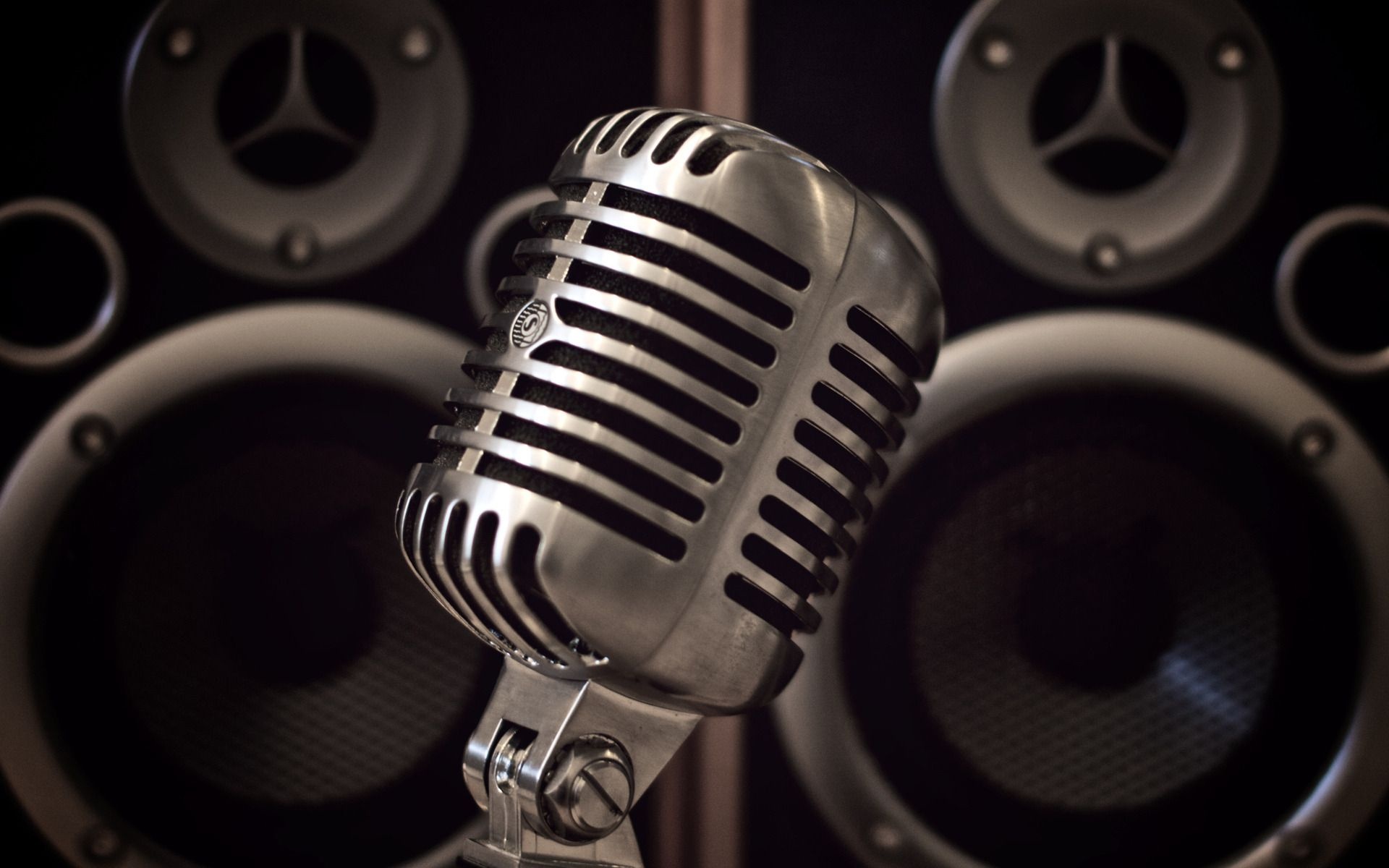 Vintage charm, Classic microphone, Speaker system, Nostalgic wallpaper, 1920x1200 HD Desktop